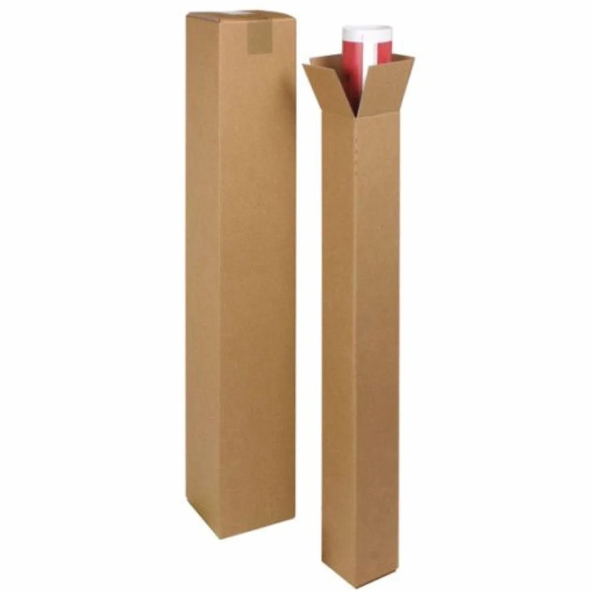 Carton Rigide Tube Carré Lot de 10 120x10x10 cm Brun Expédition FSC