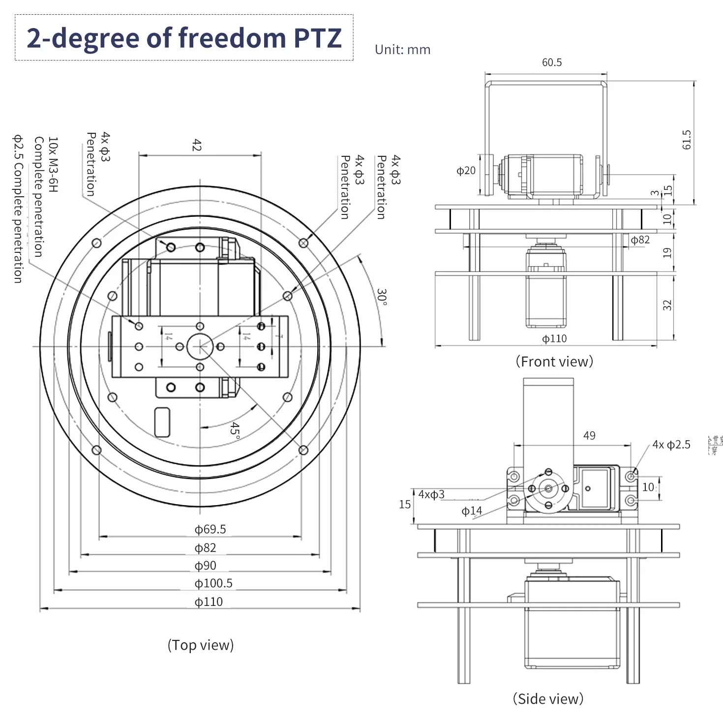Yahboom Kit servo 2 voies robot DIY plate-forme électrique servo métal 2DOF