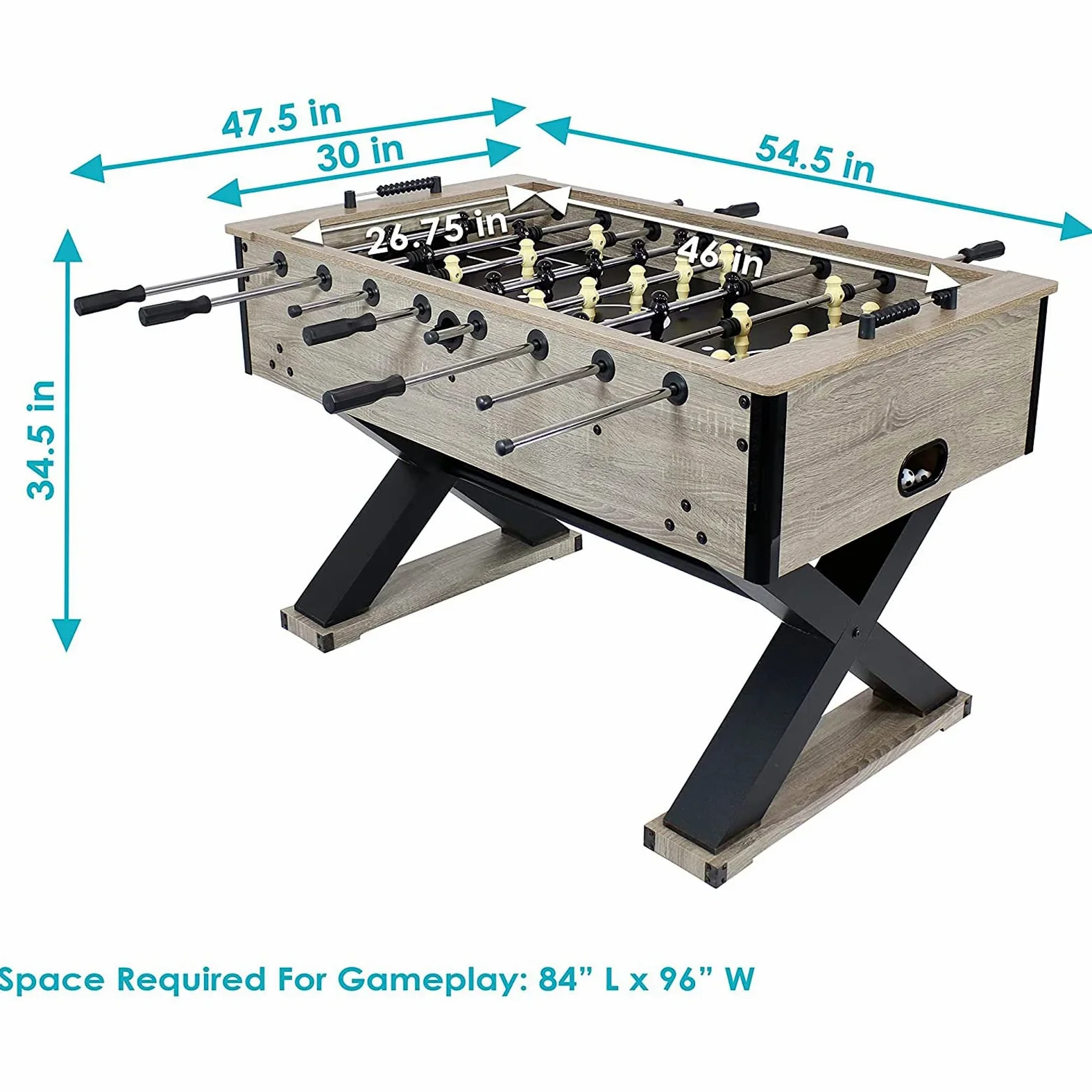 MRKU Baby-Foot Professionnel, Jeu de Football Robuste avec MDF Gris Vieilli de 54,9 Pouces, 1,8 Clubs, 2 marqueurs, pour l'intérieur Familial