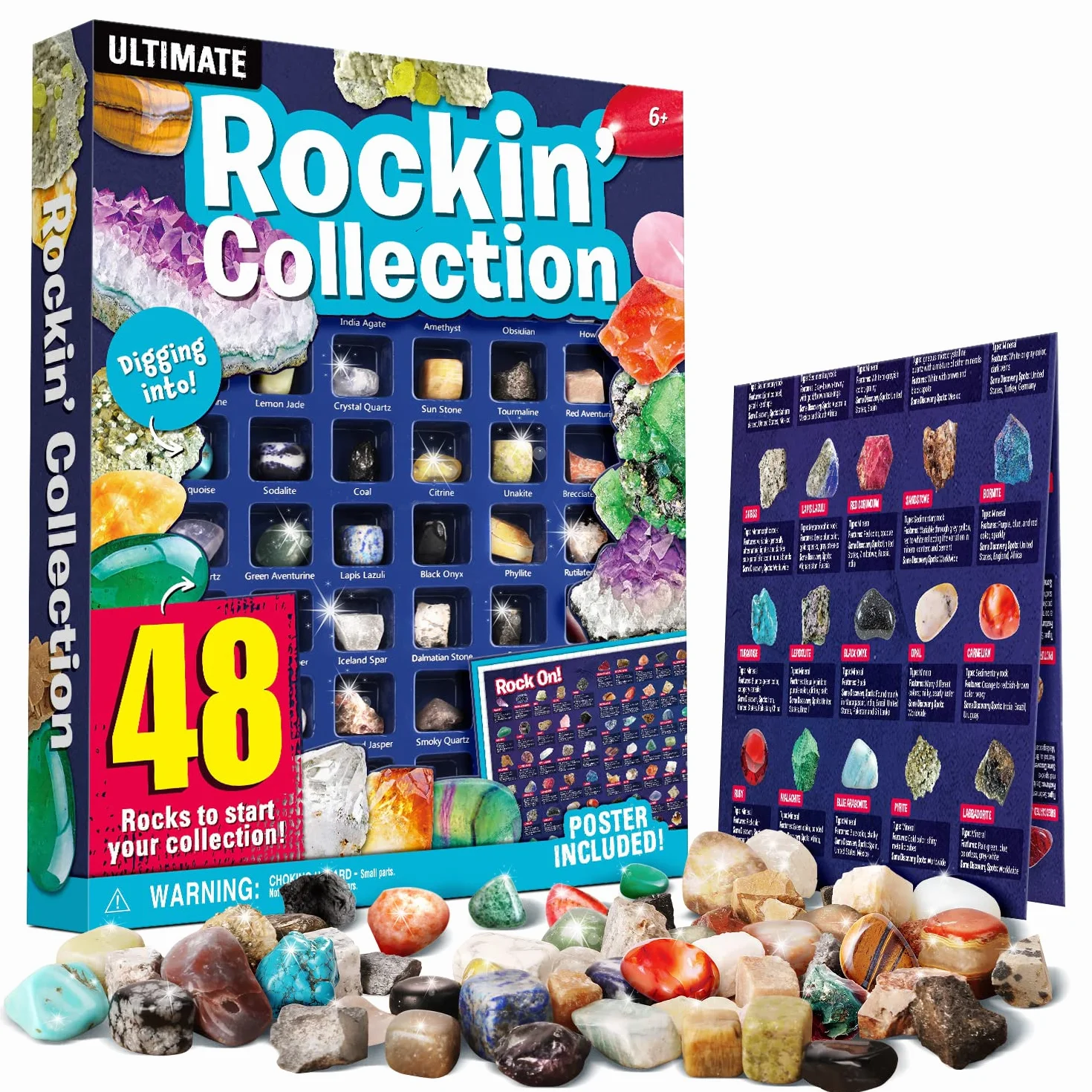 Coffret Pierres et Cristaux Naturelles 48 Pierre Précieuse et Minéraux Collection Décoration