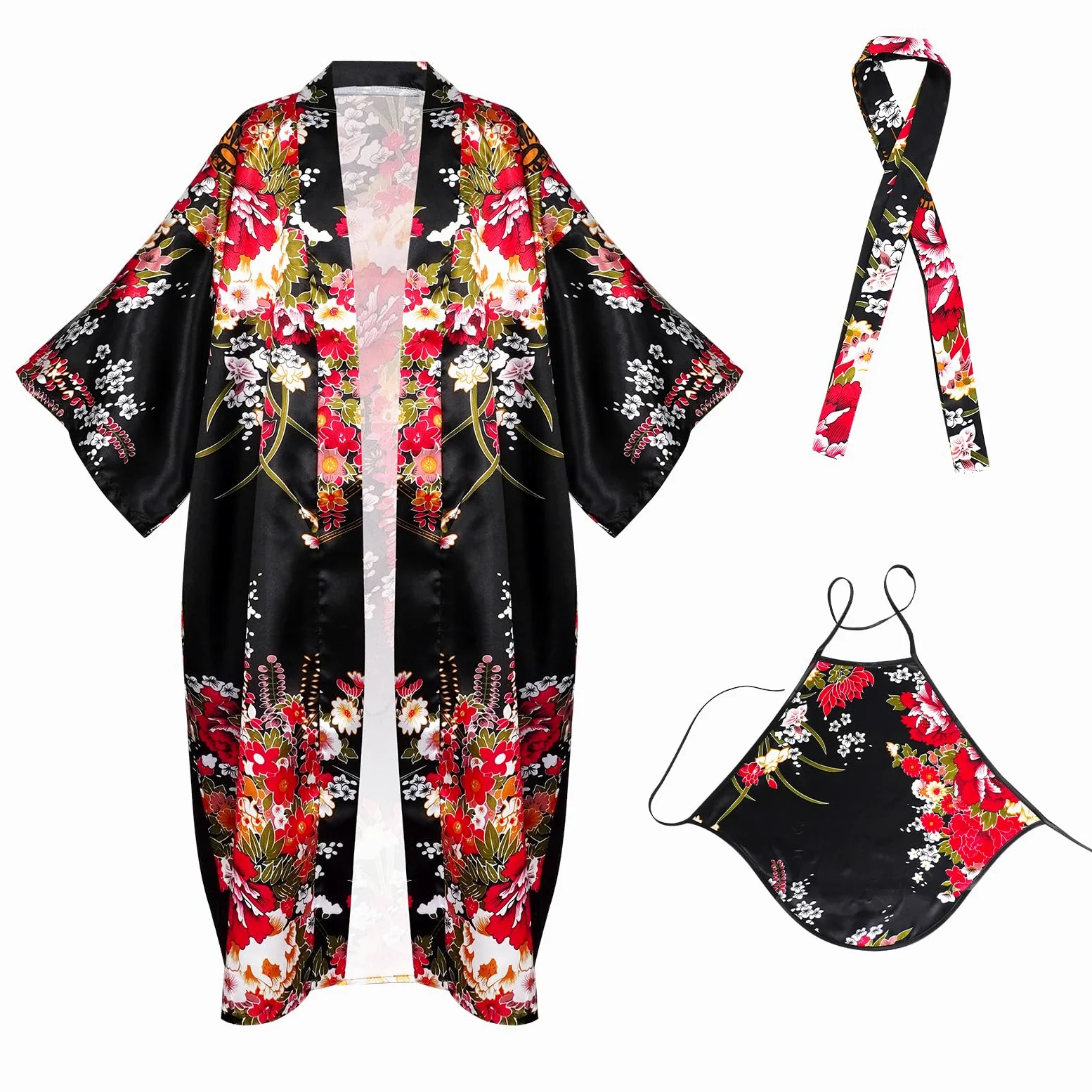 Enfants Kimono Robe Japonais, Enfants Costumes Japonais Cosplay Vêtements, Kimono Déguisement, Filles Yukata Peignoir Ensemble avec Accessoire