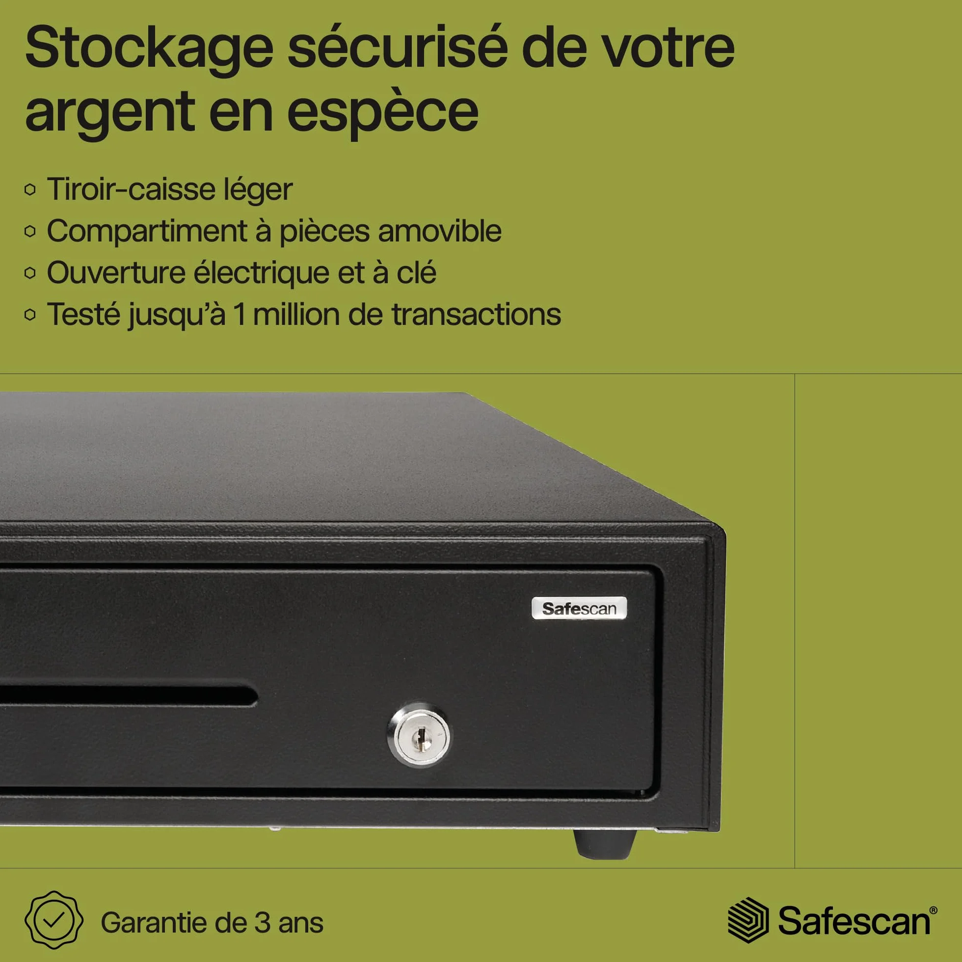 Safescan SD-4141 tiroir-caisse 4 emplacements billets 8 emplacements pièces RJ-12 41 x 41.5 x 11.5 cm