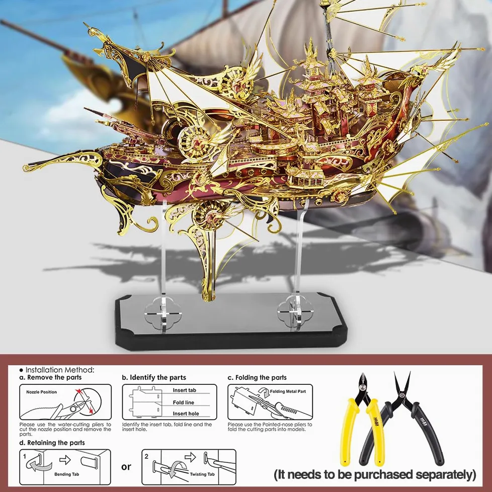 Piececool Puzzle 3D Metal Bateau Kowloon Neuf Bateaux, Maquette Bateau de Laiton, Grande Taille, Maquette Metal, Cadeau d'anniversaire pour 3D Puzzle Adulte, 701 Pièces