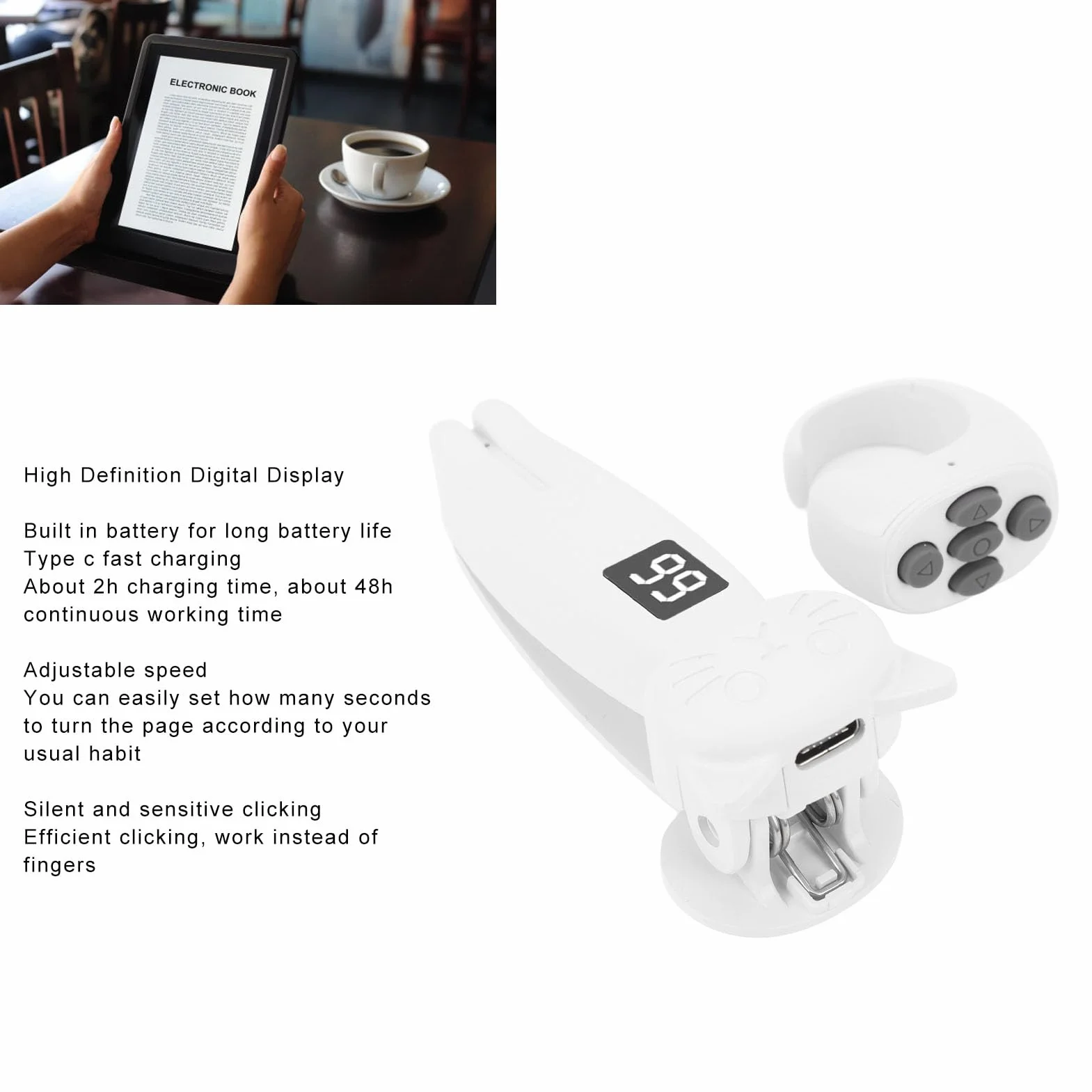 SENECESLI Bluetooth Page Turner Clicker pour iOS Android Tablettes Lecture Romans