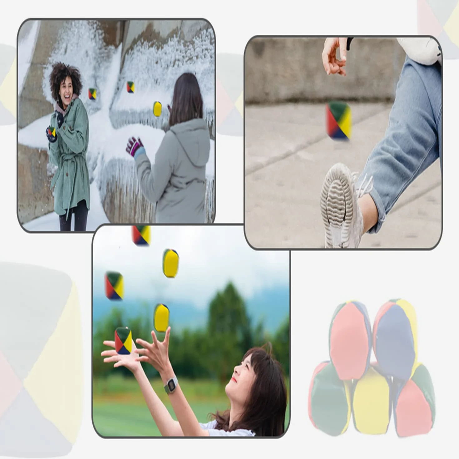 Ensemble de Balles de Jonglage 15Pcs, Jeux de Balle Colorées pour Enfants Adultes Débutants avec Sac de Rangement