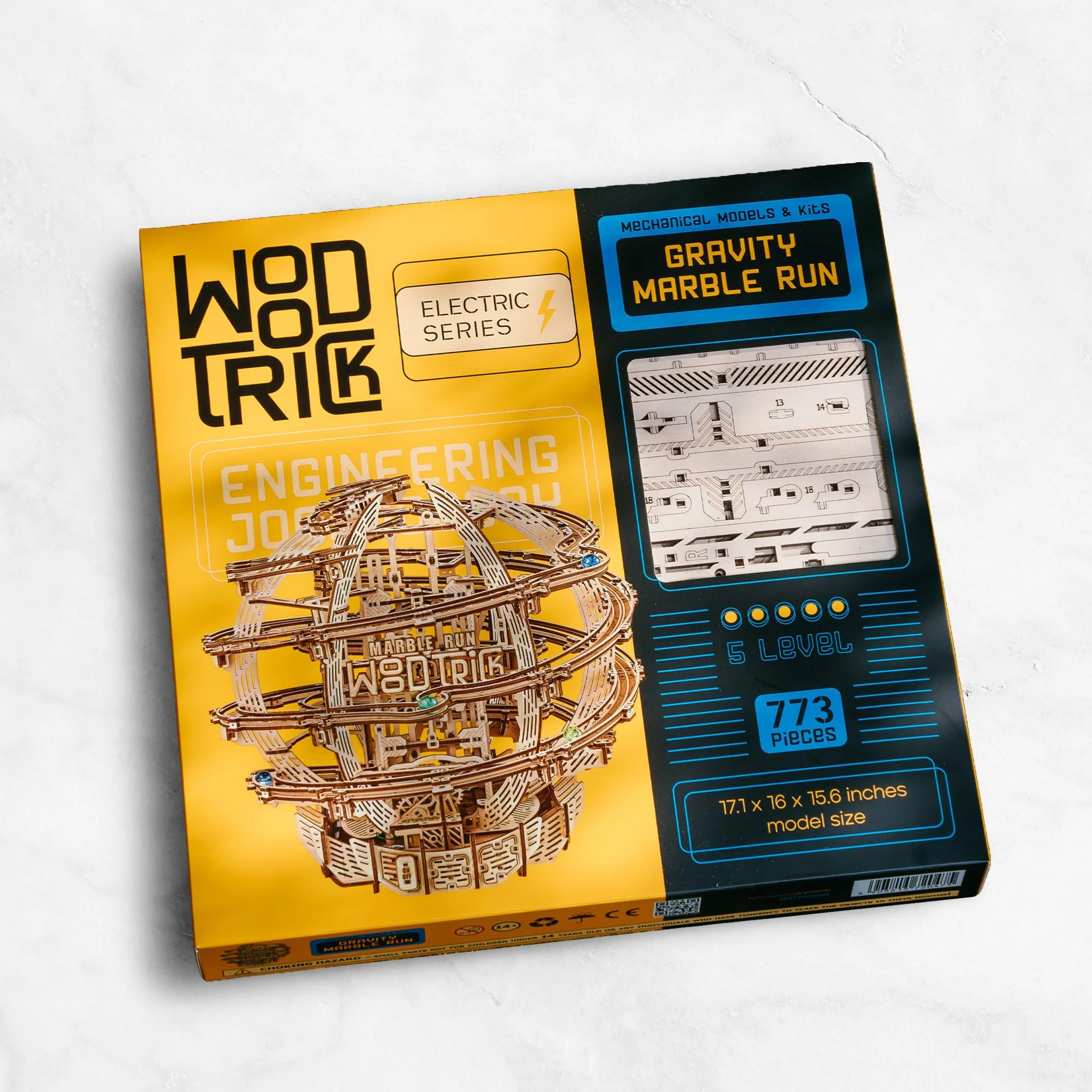Wood Trick Gravity Marble Puzzle 3D en Bois pour Adultes à Construire | [773 Pièces] Labyrinthe à Billes Motorisé Électrique - Kit de Maquette Mécanique en Bois DIY à Construire pour Adultes