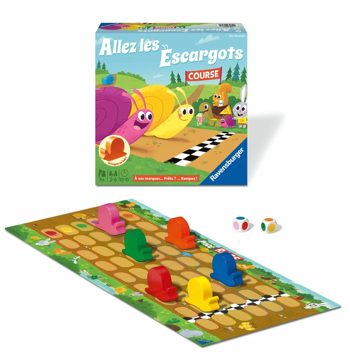 Ravensburger Allez Les Escargots Jeu de société Enfant dès 3 Ans Premier Jeu éducatif Couleurs Parcours Course d'escargots 2 à 6 Joueurs Version française