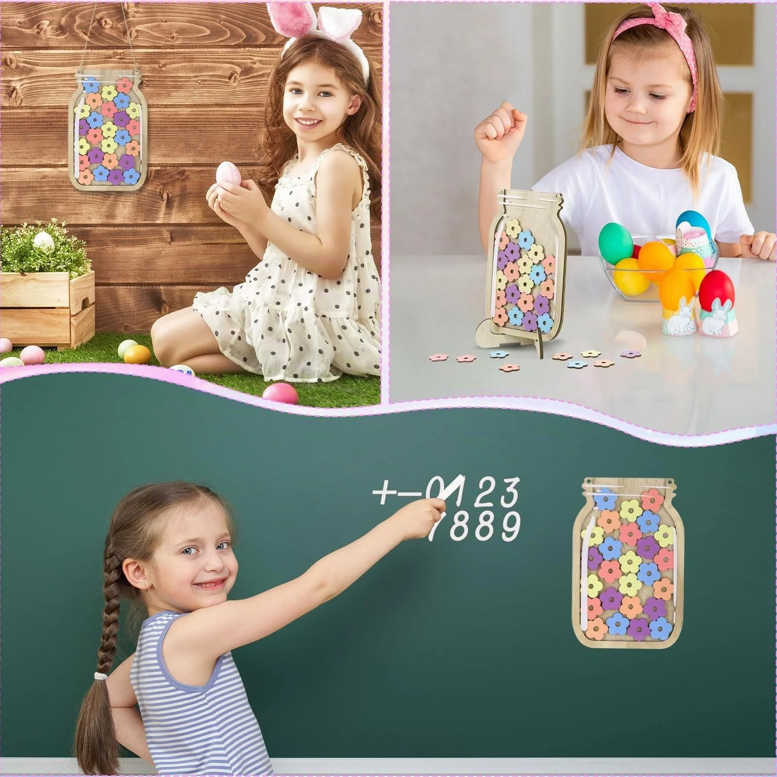 JIANTA Bocal de Récompense Enfants Magnétique Tableau Comportement Classe Reward Jar 30 Fleurs