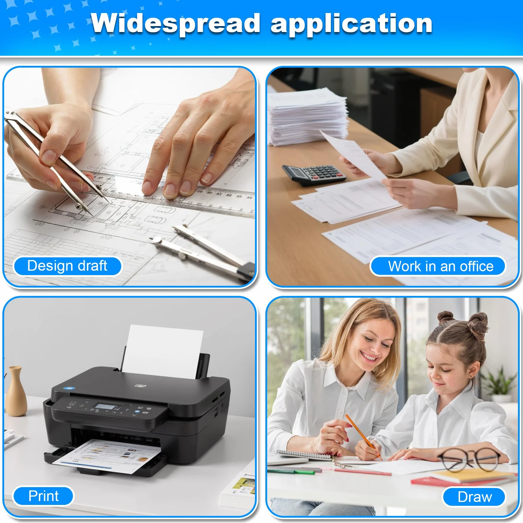Papier Thermique A4 Sans BPA 100 Feuilles Séchage Rapide