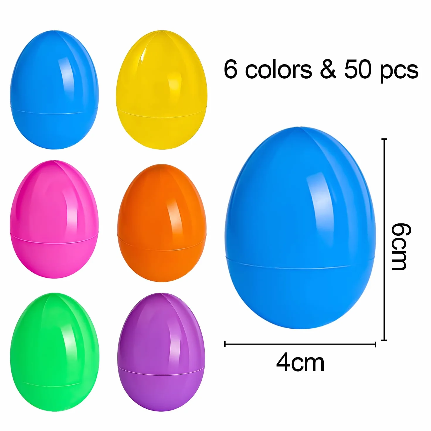 Œufs de Pâques en plastique à remplir, lot de 50, cadeaux pour enfants
