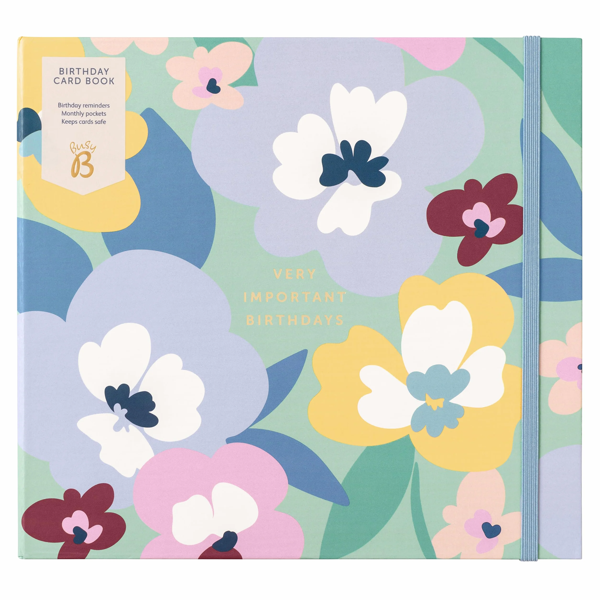 Busy B Livret de cartes d'anniversaire Florale Carnet avec rappels d'anniversaire pochettes de rangement