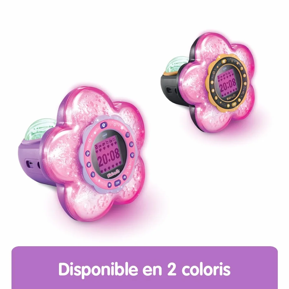 VTech KidiMagic Galaxy Light Rose Radio Réveil Enfant 9 en 1 Effets Lumineux Projection Aurores Boréales Enceinte Jeux