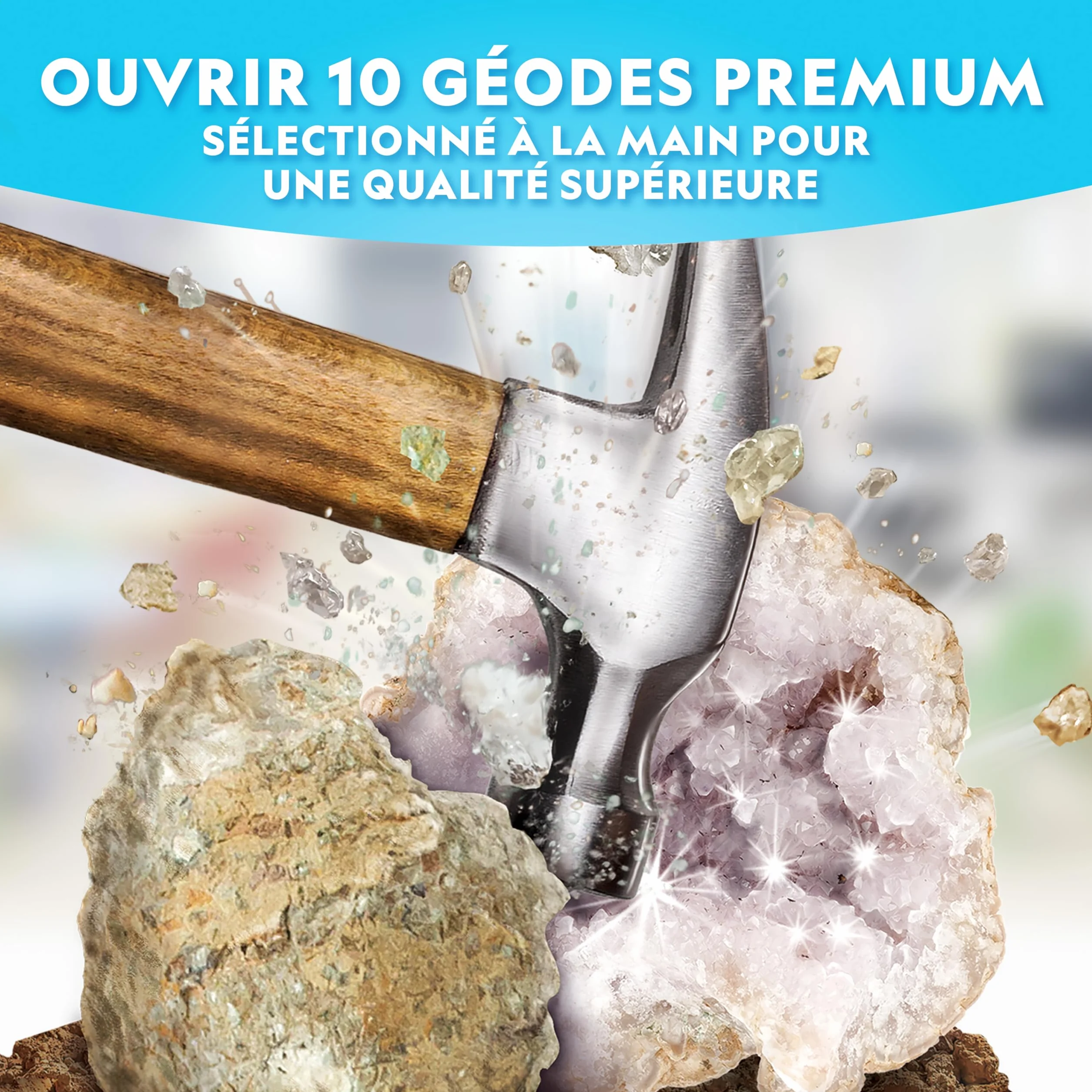 National Geographic Kit Scientifique CTIM 10 Géodes à Casser avec Lunettes Supports Cadeau Géologie Enfants
