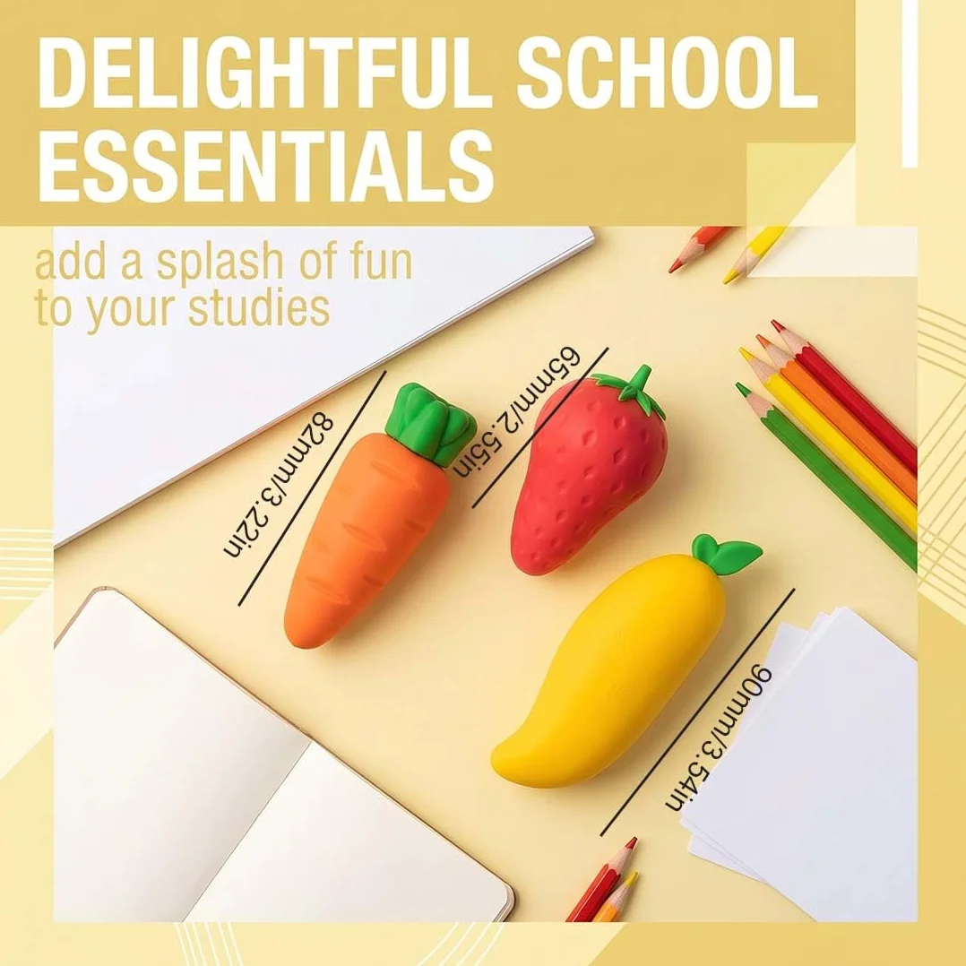 Gommes Effaçables Multicolores Fruits pour École et Bureau