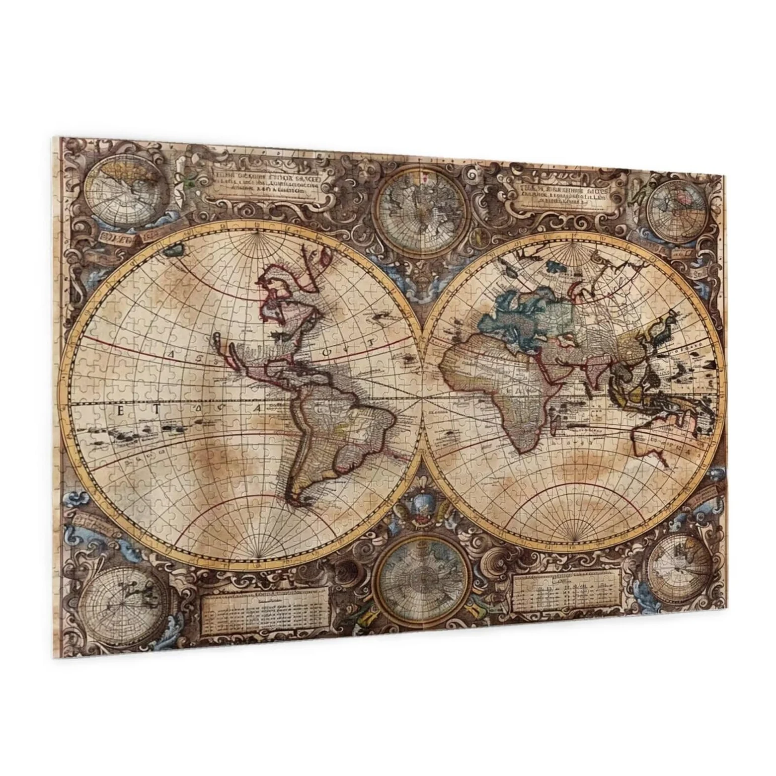Rétro Puzzle 1000 Pièces Adultes Puzzle Carte du Monde Motif Design avec Emballage Cadeau pour Cadeau Femme, Activité Familiale Stimulante Débutants pour Decoration Murale Maison 75 x 50 cm -1519Y