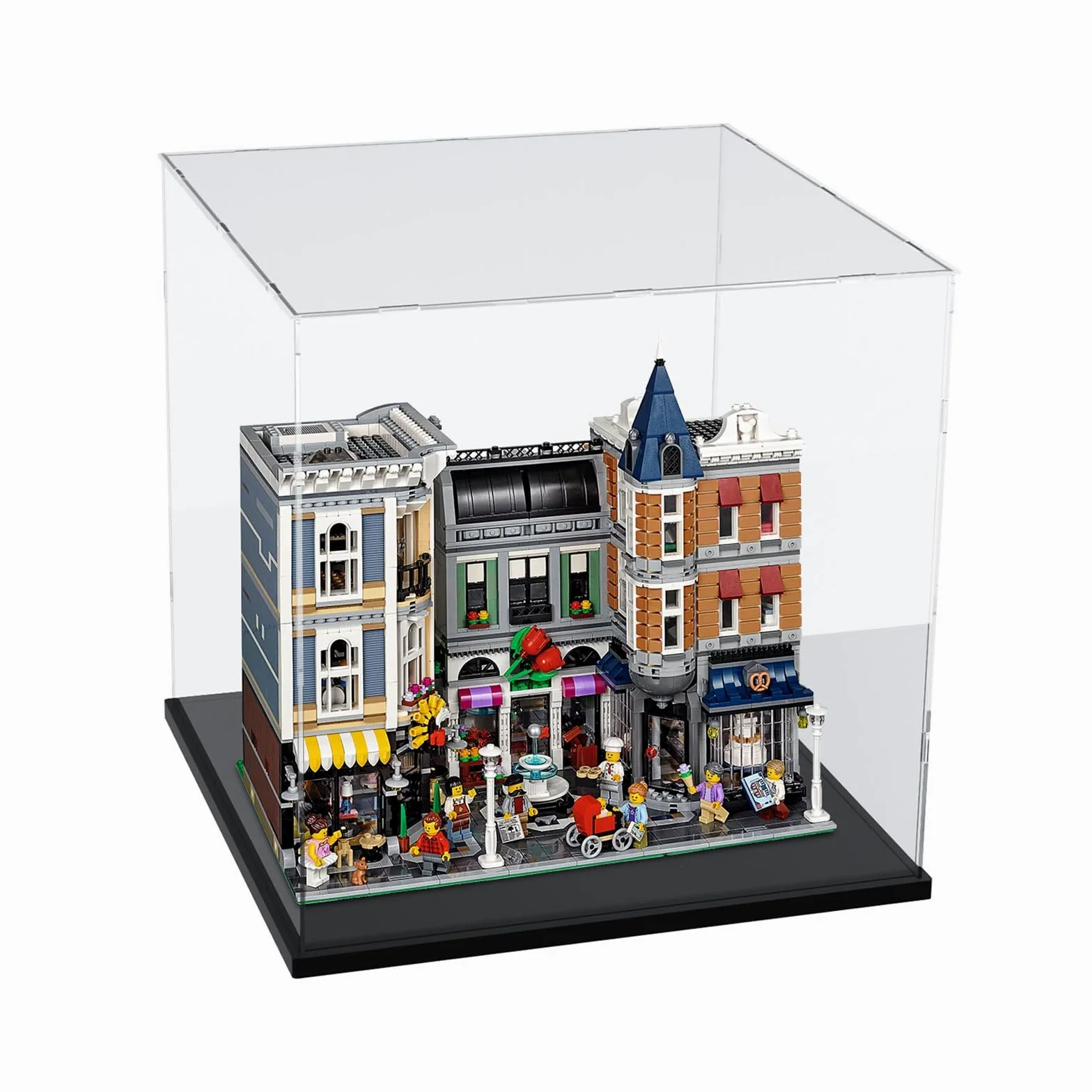 Vitrine pour Collection, Vitrine Acrylique pour Figurine, Assembler Boîte Acrylique Transparente Rangement De Vitrine Antipoussière avec Base,17.7"x17.7"x17.5", Noir