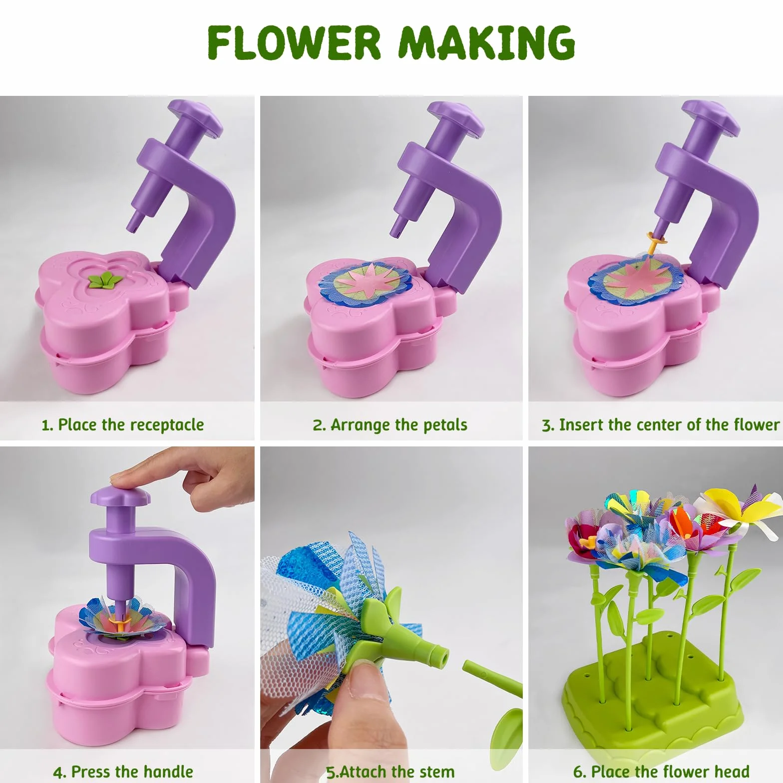LUMITERRA Kit Création Bouquet de Fleurs DIY, Set de Bricolage avec Machine à Fleurs, Jouet Enfant 3 Ans+