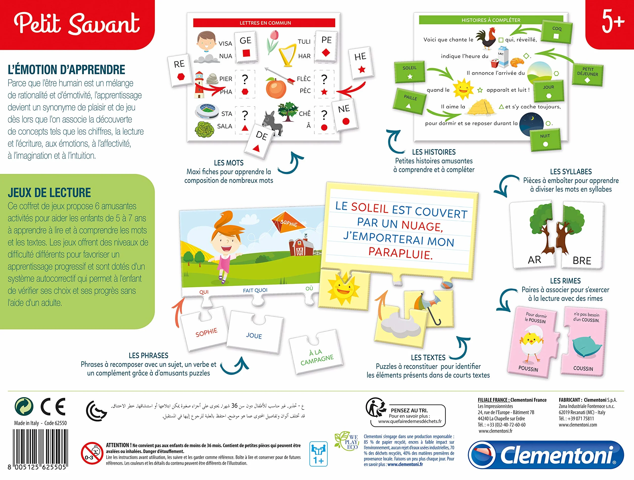 Clementoni Petit Savant Ensemble de Jeux Educatifs Lecture Enfants 5 Ans