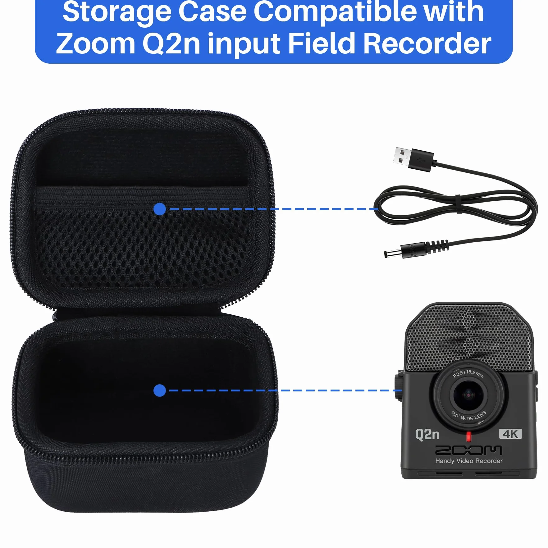 Zoom Q2n-4K Étui Housse Cas Enregistreur 4K Compact