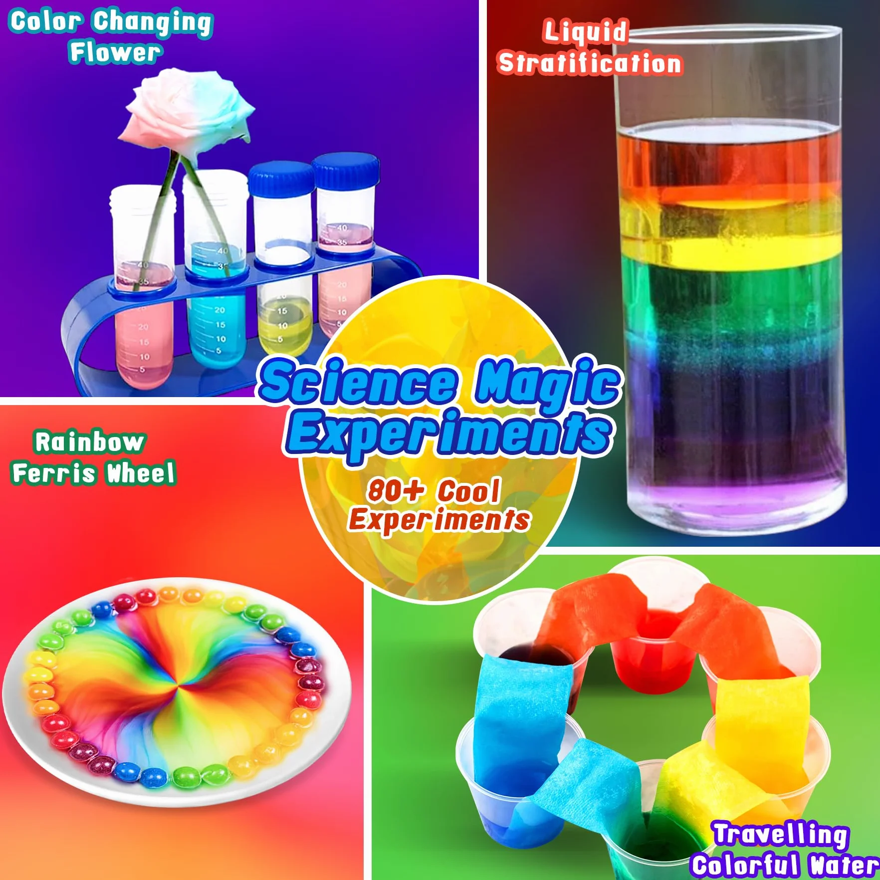 80+ Experiences Scientifiques Enfants - Kit Scientifique Enfant - Cadeau Fille Garcon 6-10 Ans - Jouet Chimie