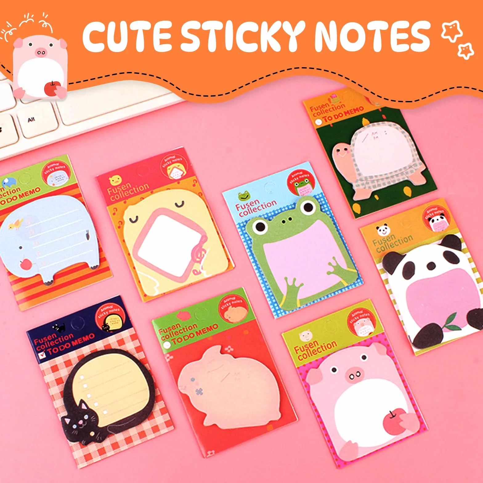Autocollantes Animales 32 Petits Mignon Notes, 640 Pcs Bloc Notes Adhésives
