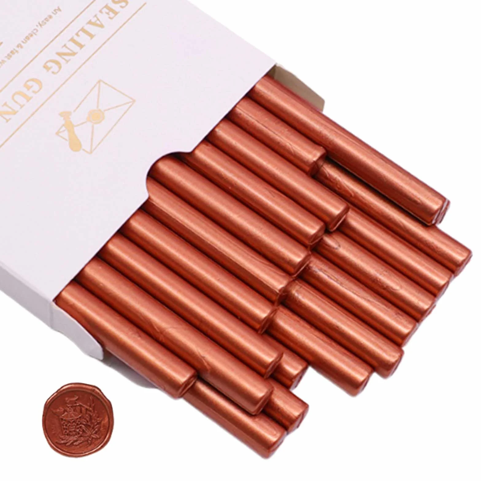 Bâtonnets de Cire à Cacheter 7 mm Métallisée Or Rose pour Pistolet à Colle, 20 Pièces