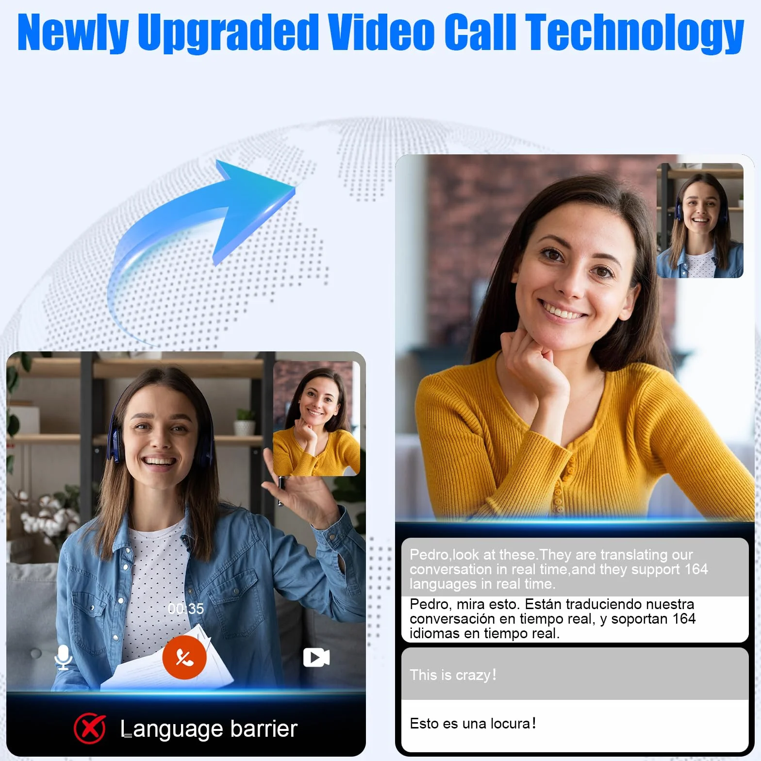 AI Ecouteur Traducteur Instantané 4 en 1 Temps Réel Traducteur Écouteurs 164 Langues 8 Modes Bluetooth 6.0 Écran LED