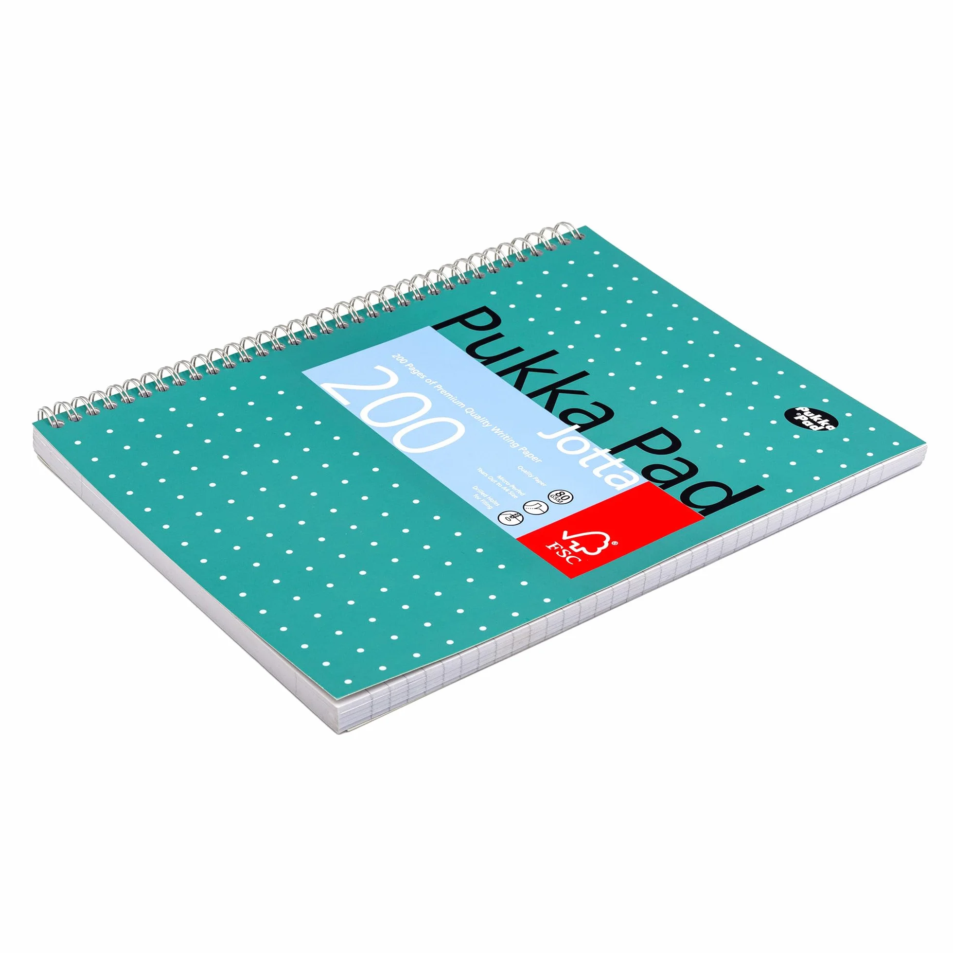 Pukka Pad Carnet de note Jotta métallique A4+ 23 x 29.7cm Spirale lignes 8mm papier 80GSM 200 pages vert LOT DE 3