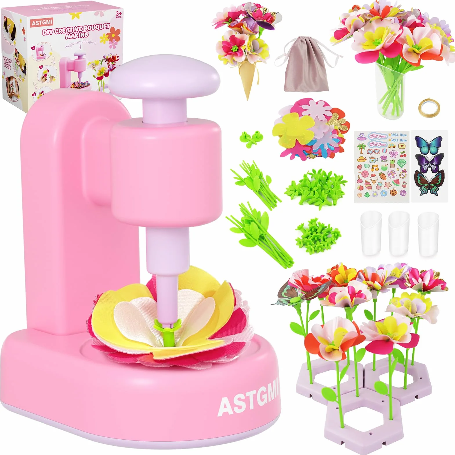 ASTGMI Kit Création Bouquet de Fleurs DIY, Cadeau Fille 3-10 Ans, Jouet Fleurs Enfant
