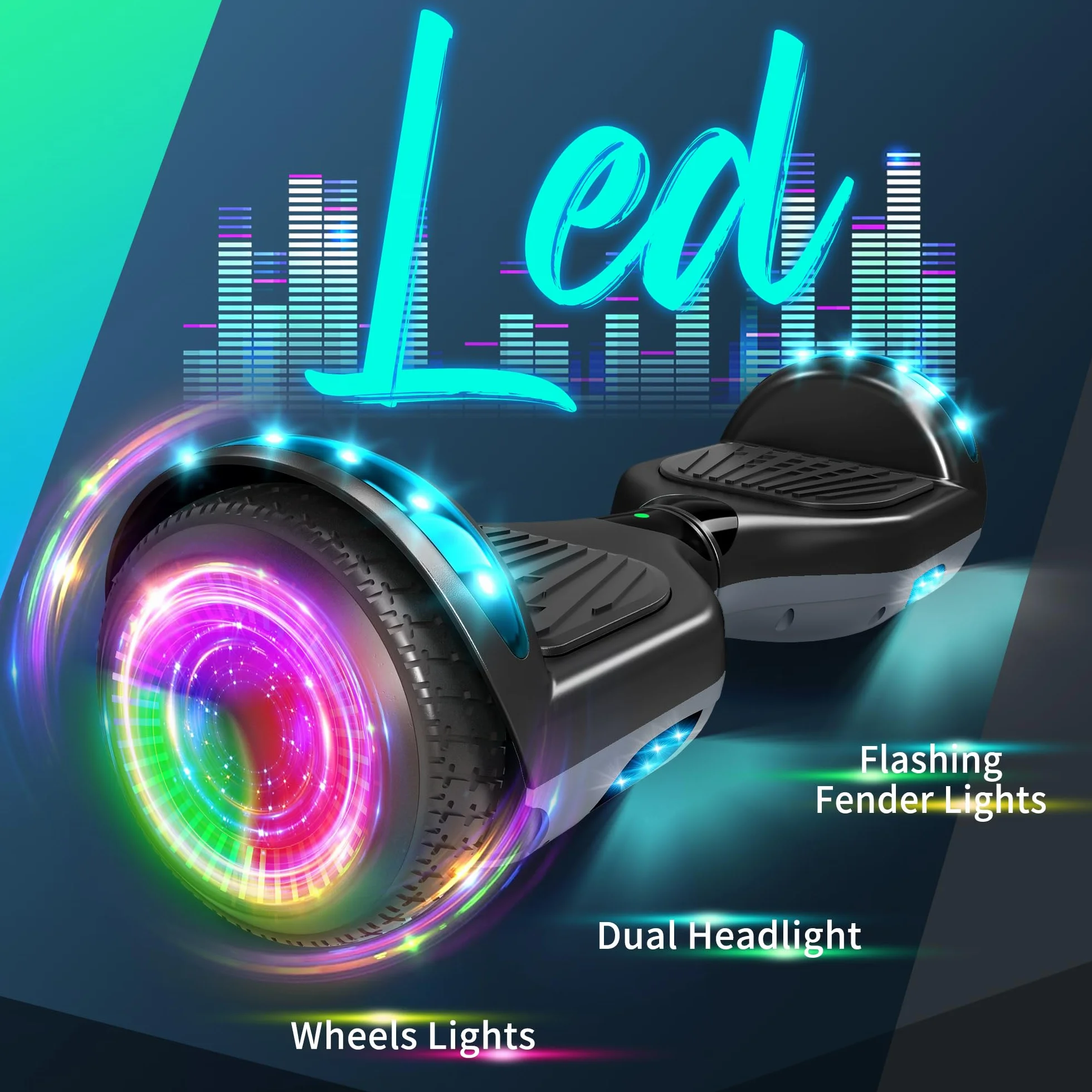 Hoverboard 6,5 Pouce LED Phare Bluetooth Cadeau Enfants