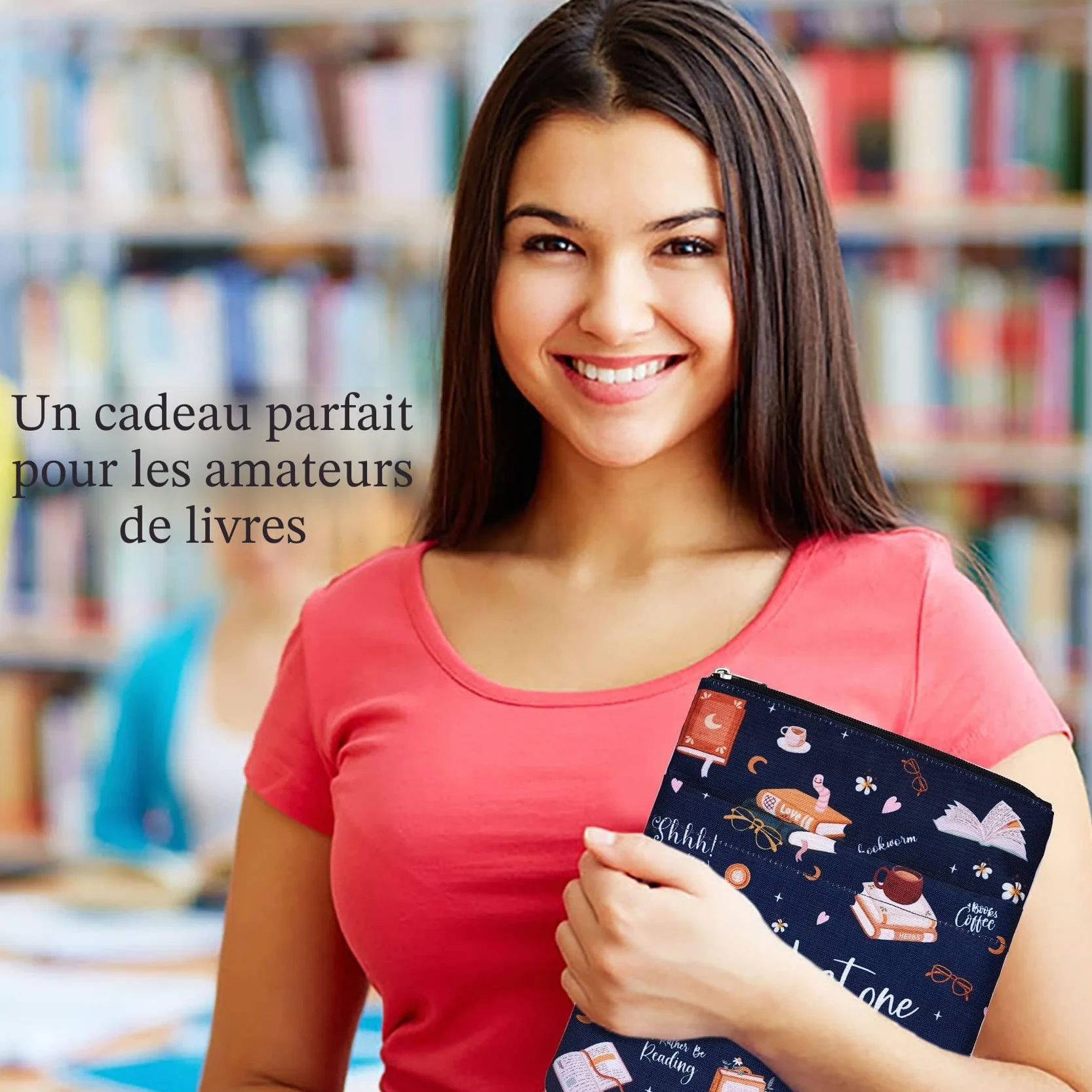 Pochette imperméable pour livre en toile 27,9 x 21,6 cm avec fermeture éclair et poche avant