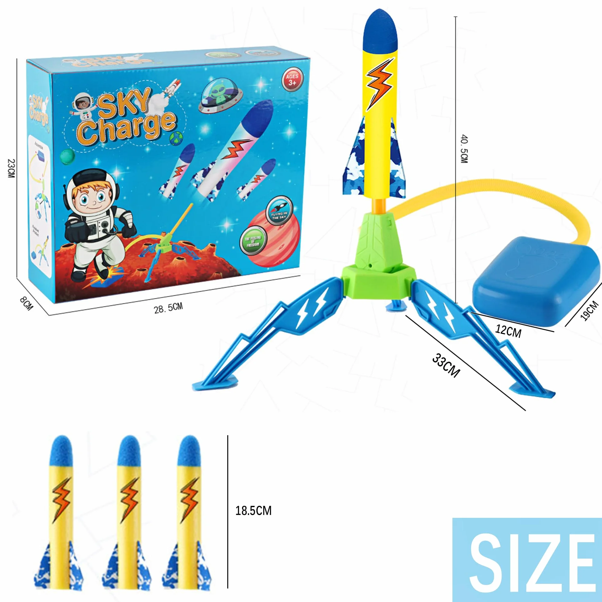 Lanceur de Fusée à Pédale pour Enfant 3-9 Ans, Jeux Extérieur, Cadeau Anniversaire Noël