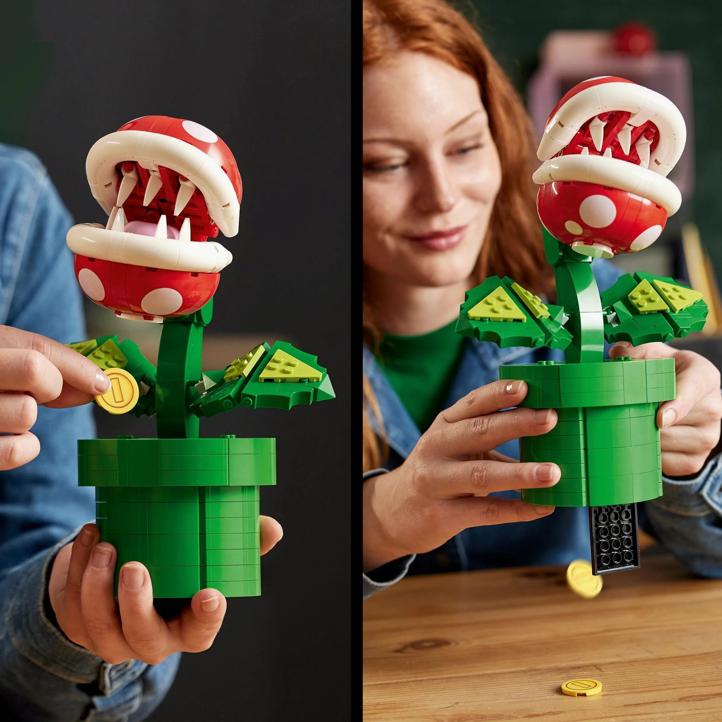 LEGO Super Mario Plante Piranha, Figurine Articulée avec Tuyau et 2 Pièces de Monnaie, Kit de Modelage pour Adultes, Décoration Intérieure, Idée Cadeau pour Hommes, Femmes et Adolescents 71426