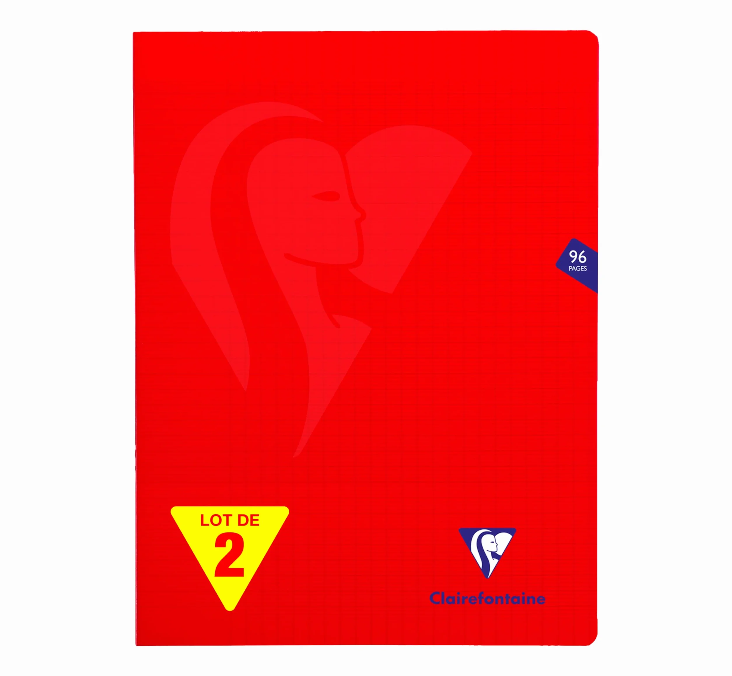 Clairefontaine 333361AMZC Lot de 2 Cahiers Agrafés Mimesys 24x32 cm 96 Pages Grands Carreaux 90 g Couverture Polypro Rouge