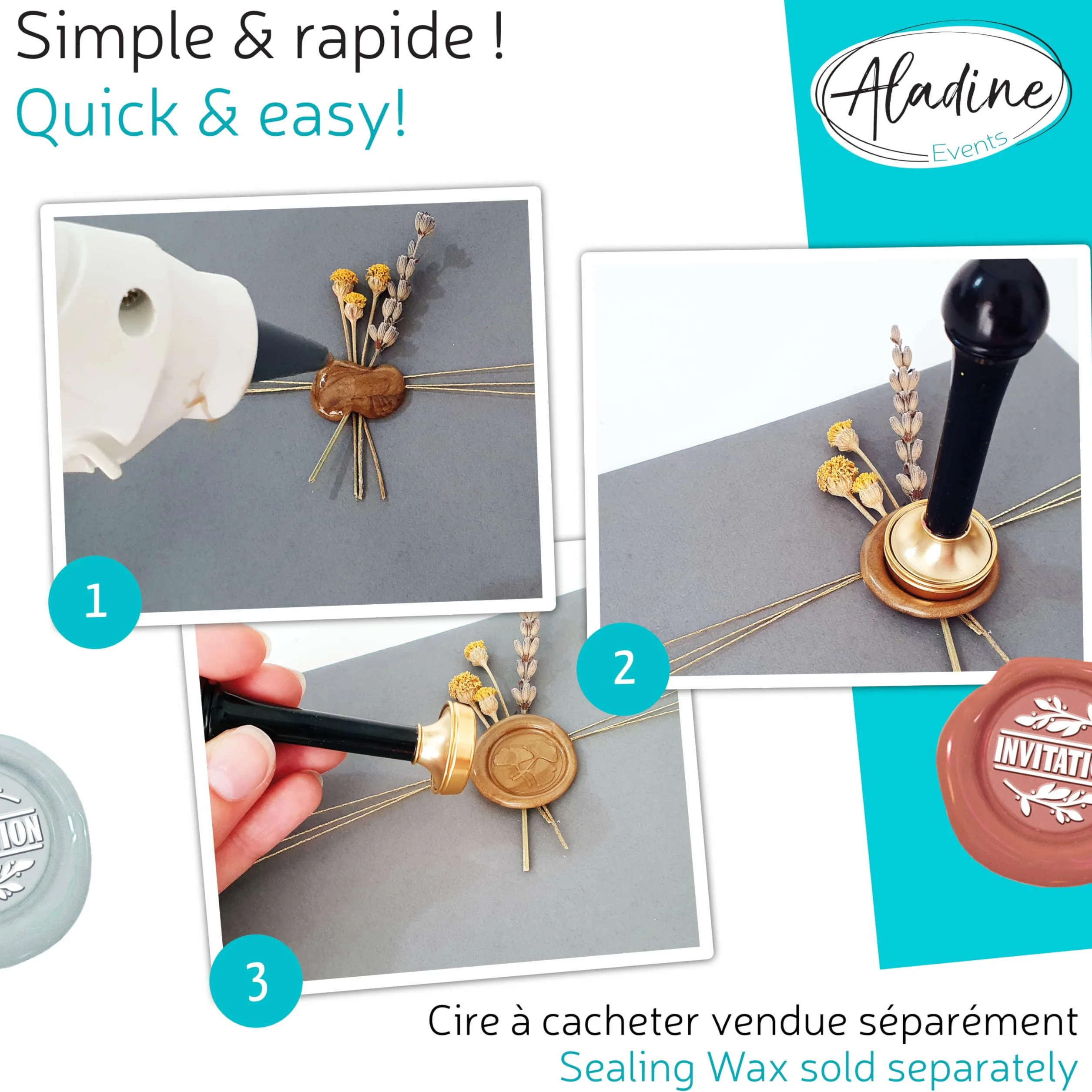 Aladine Pistolet à Cire à Cacheter pour Bâtons Ronds 72606