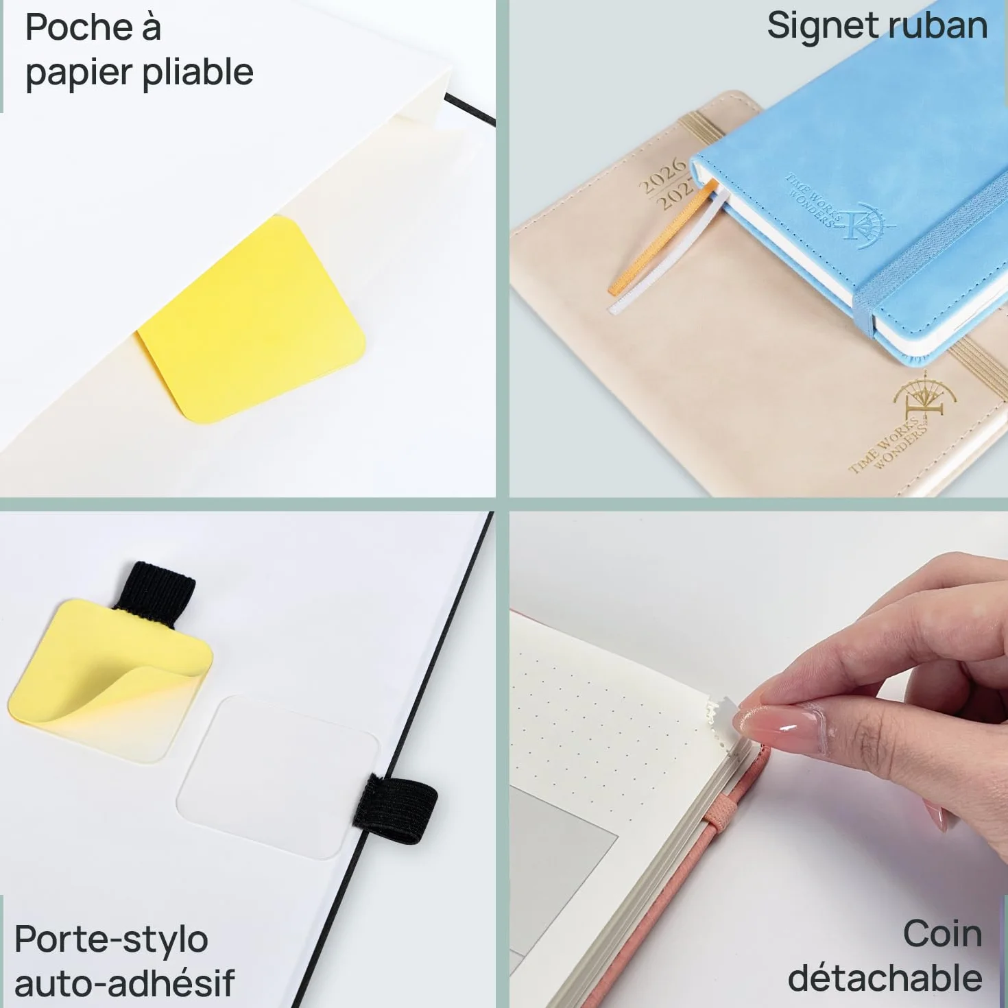 POPRUN Agenda De poche 2026 2027 A6 Semainier 16 x 10,5 cm Couverture Souple PU Cuir Papier 80g/m² Magenta