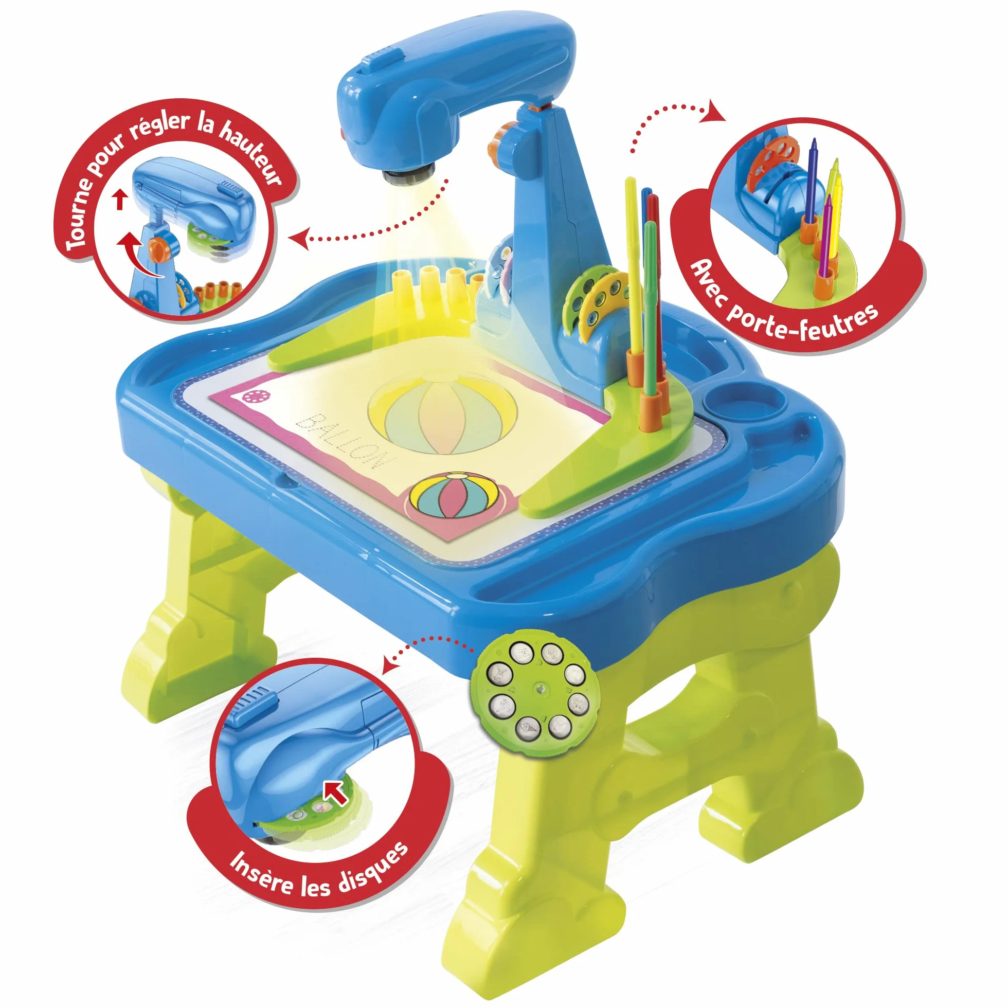 Lisciani CAROTINA Tableau Projecteur LED Enfants 3 Ans Jeux Educatifs Apprendre Alphabet Ecrire Dessiner Feutres Fiches