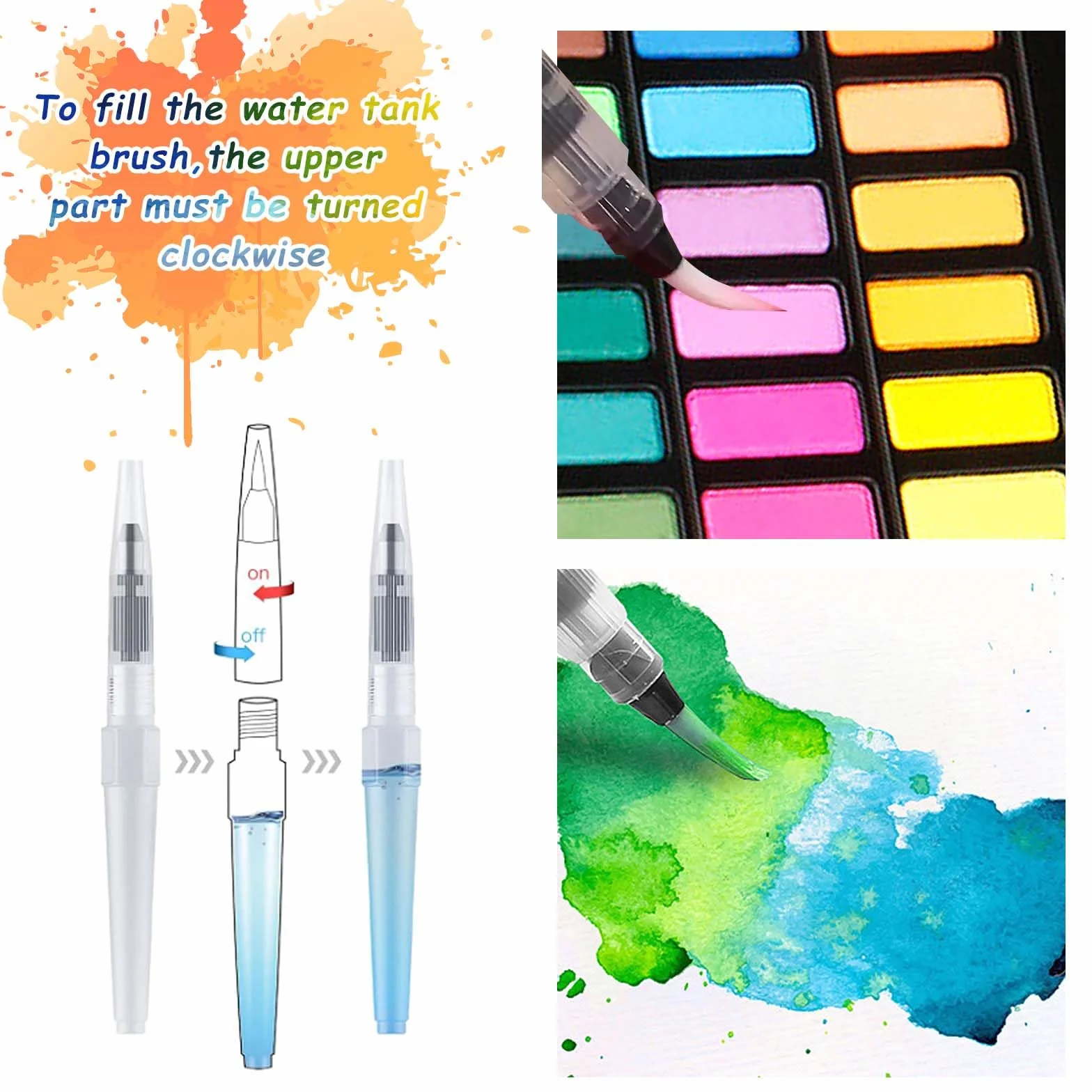 Peinture aquarelle 48 couleurs vives boîte portable palette pour débutant enfant adulte