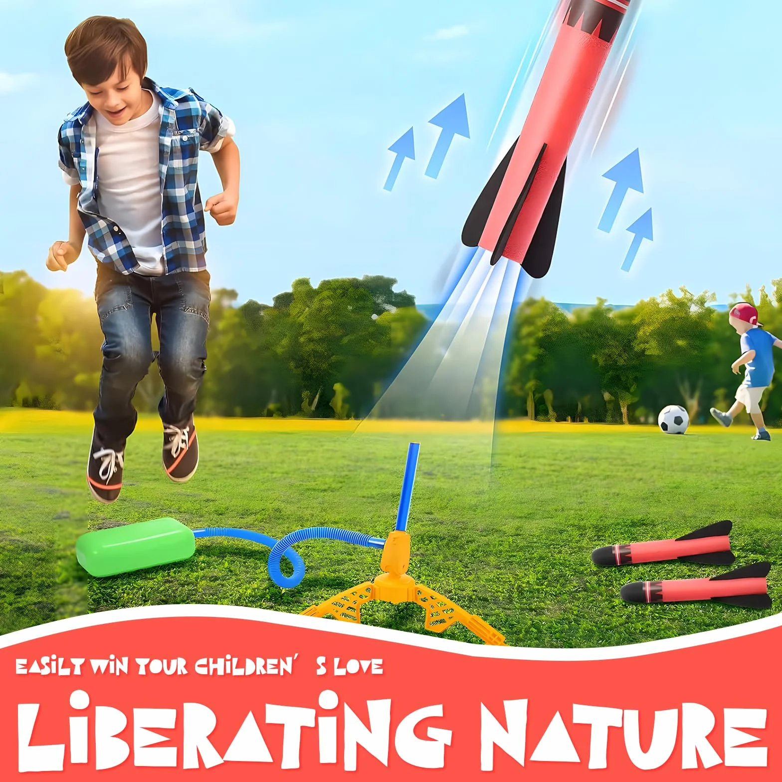 Jouet Fusée Nouvelle Version Air Rocket avec 4 Lance-Rocket en Mousse pour Enfant 2-12 Ans Garçon
