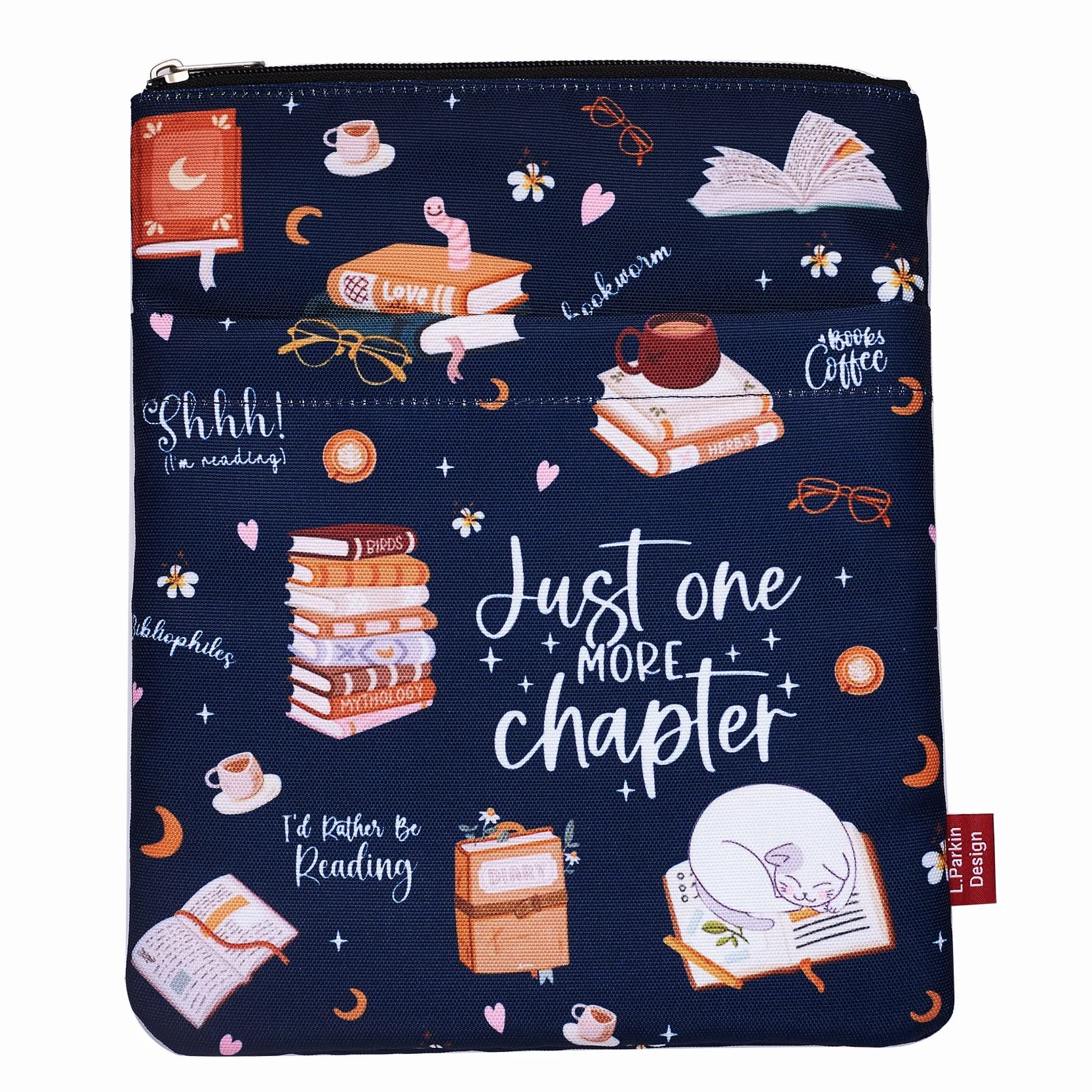 Pochette imperméable pour livre en toile 27,9 x 21,6 cm avec fermeture éclair et poche avant