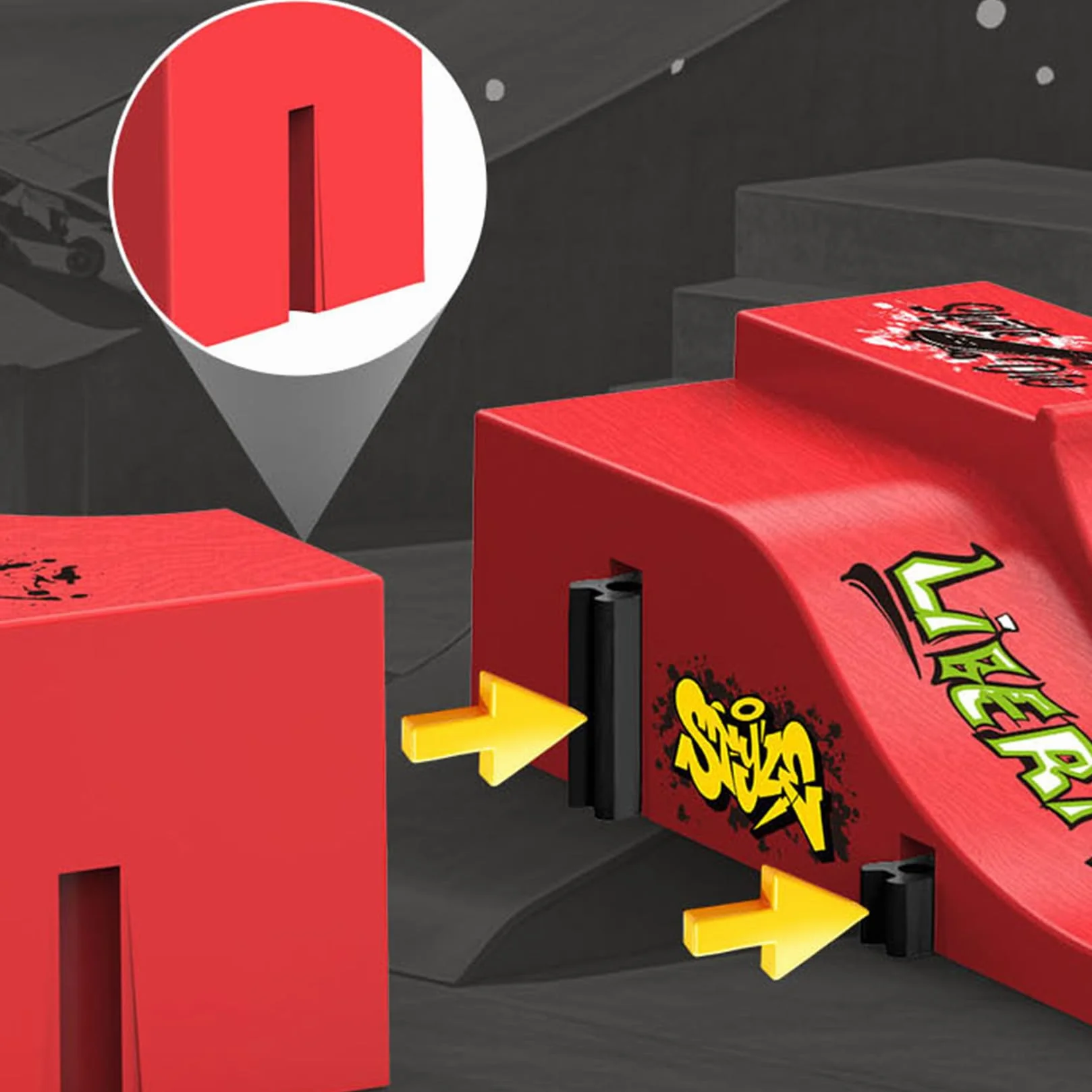 Mini Skate Doigt Finger Skate Kit Rampe Accessoires avec 1 Fingerboard et Rechange