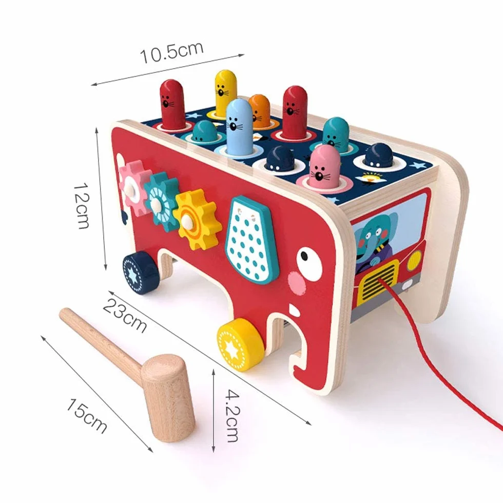 NUKied Montessori Marteau en Bois Jouet éducatif Xylophone pour Garçons et Filles 1-4 Ans
