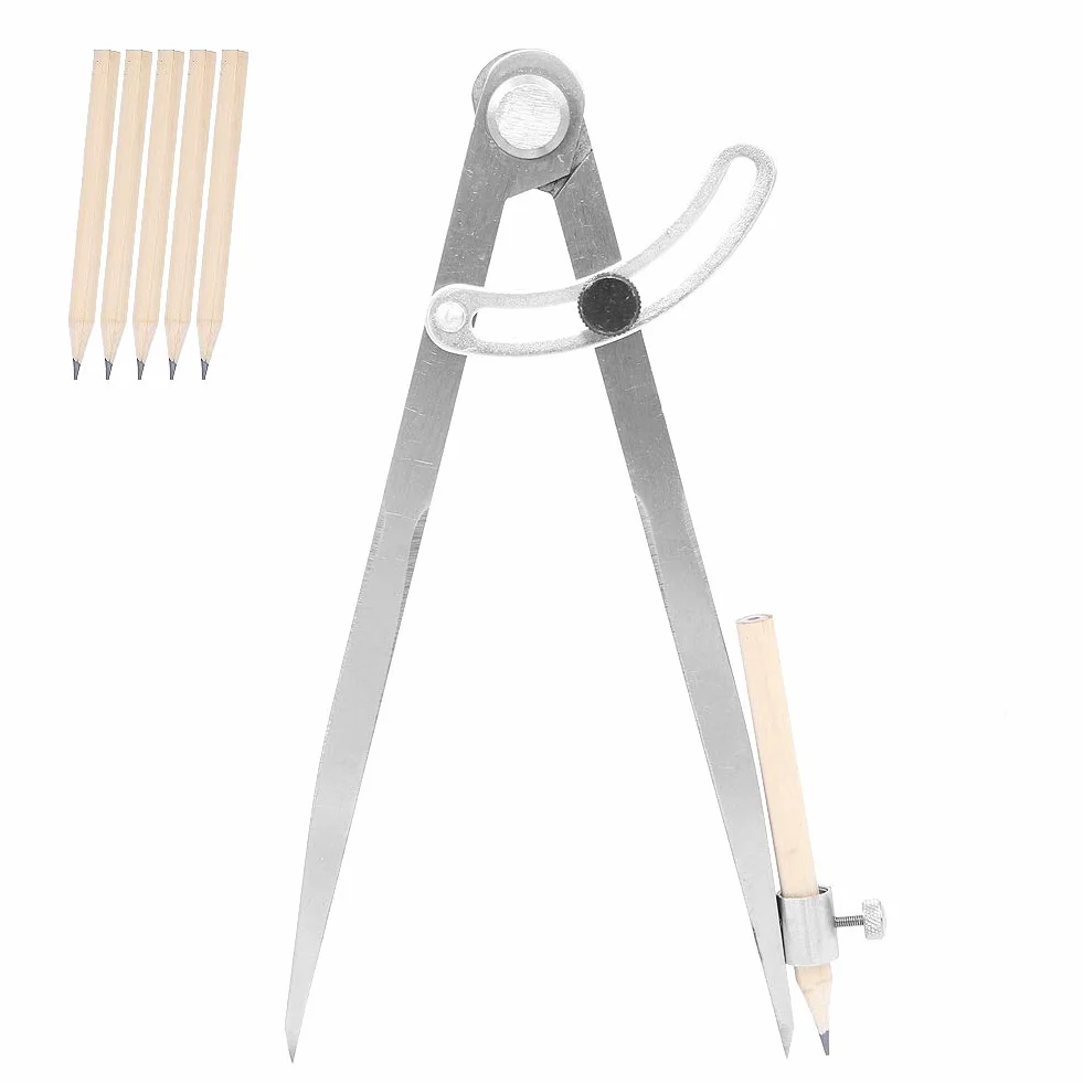Geluode Grand compas professionnel 20,3 cm pour menuiserie géométrie dessin avec aile porte-crayon