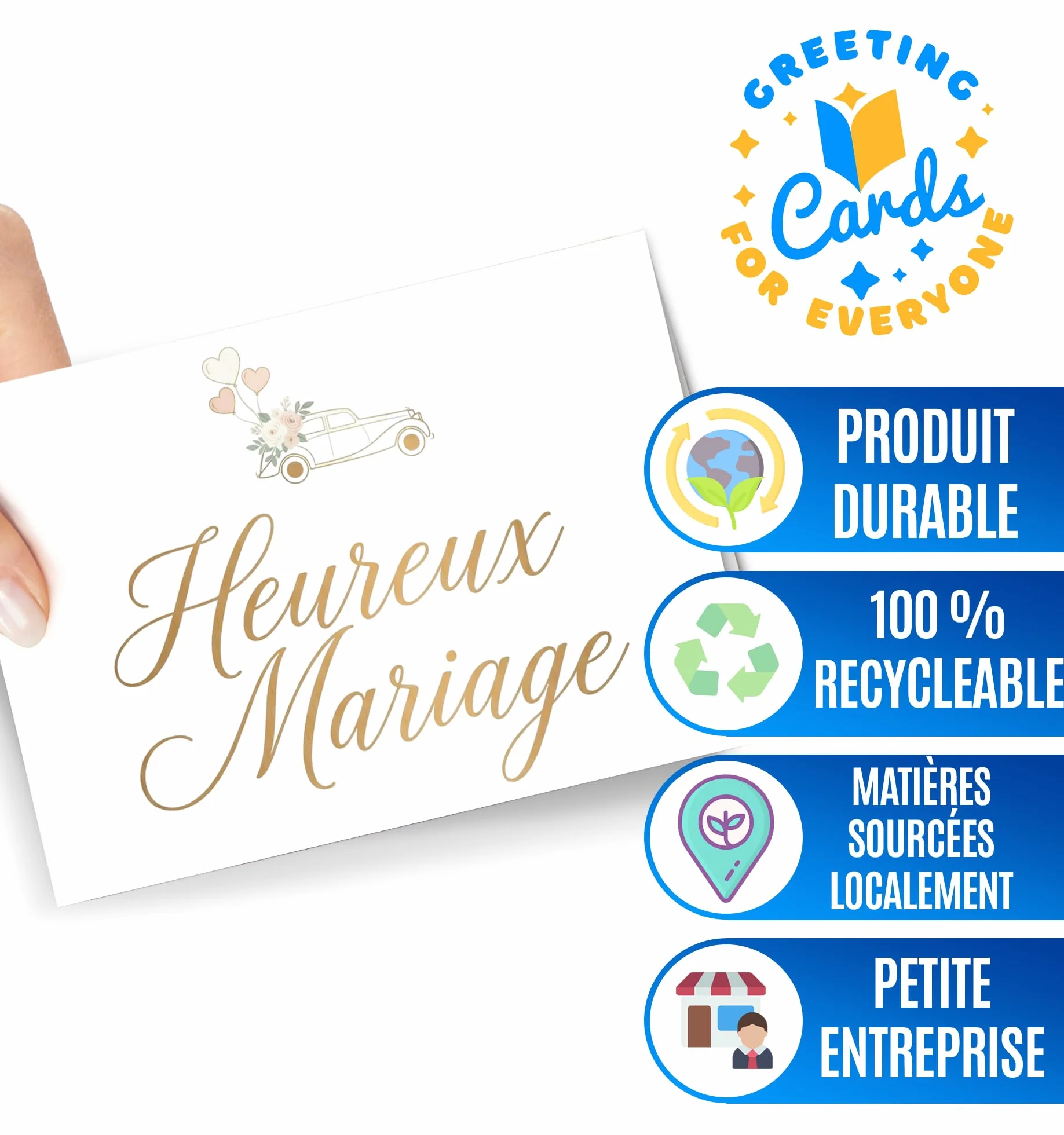 Carte de Mariage Félicitation avec enveloppe - Heureux Mariage - Carte Voeux Mariage Originale - Cadeau Pour Couple