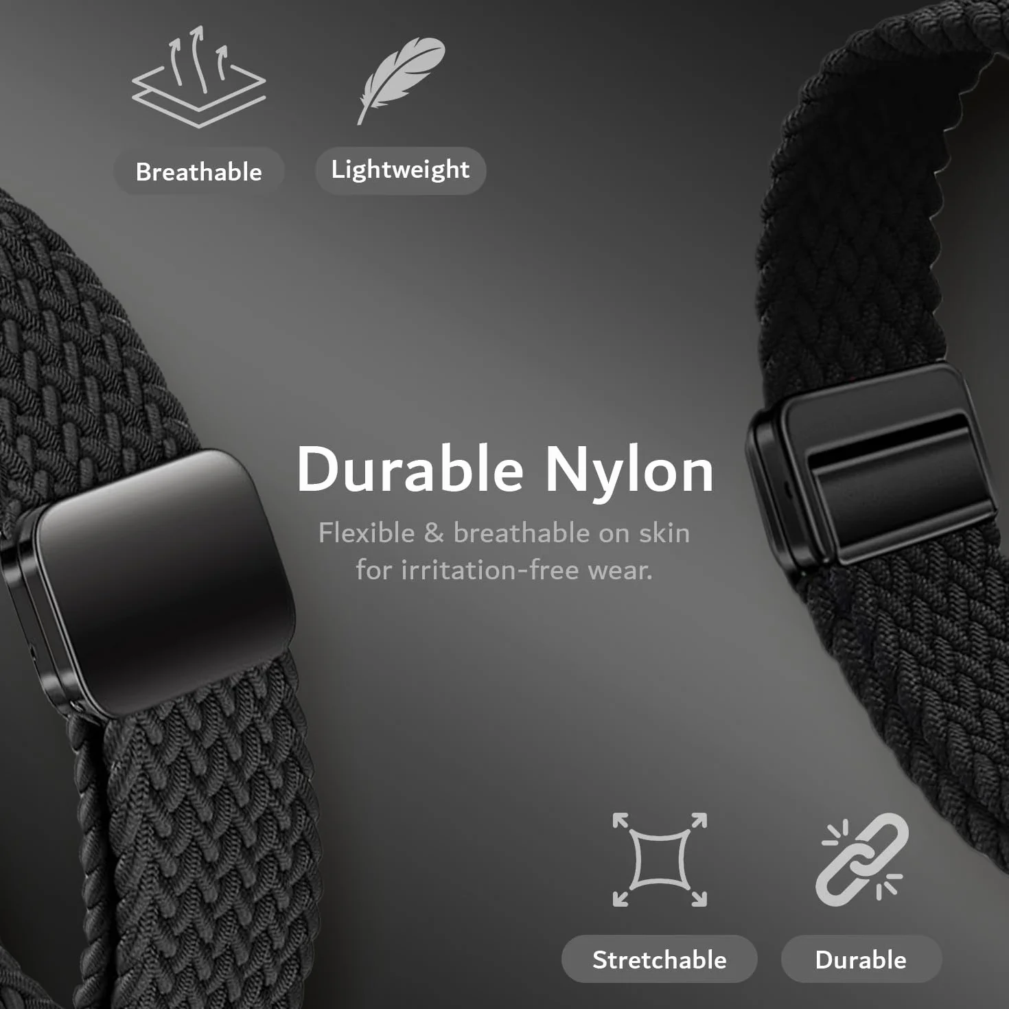 TUDIA Étui PC à clipser bracelet magnétique tressé réglable pour PLAUD NotePin AI