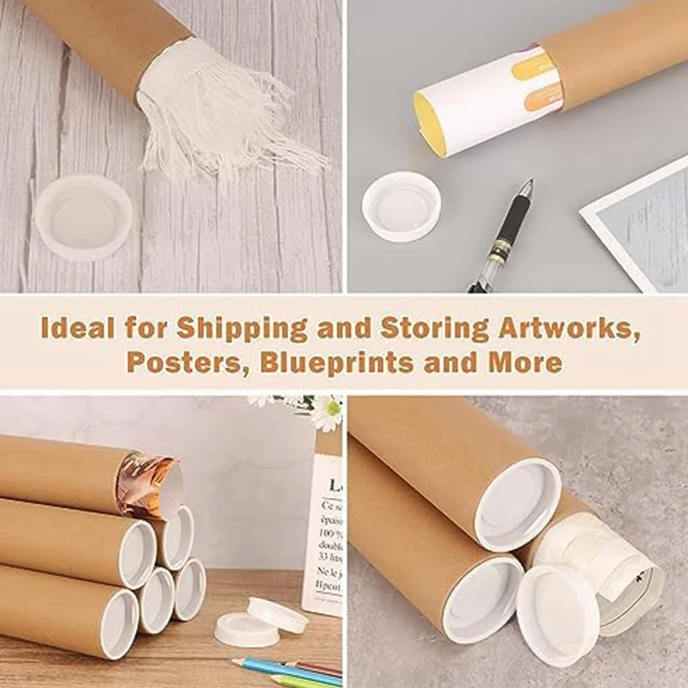Tubes d'expédition en carton 5,1 x 30,5 cm Lot de 12 avec capuchons