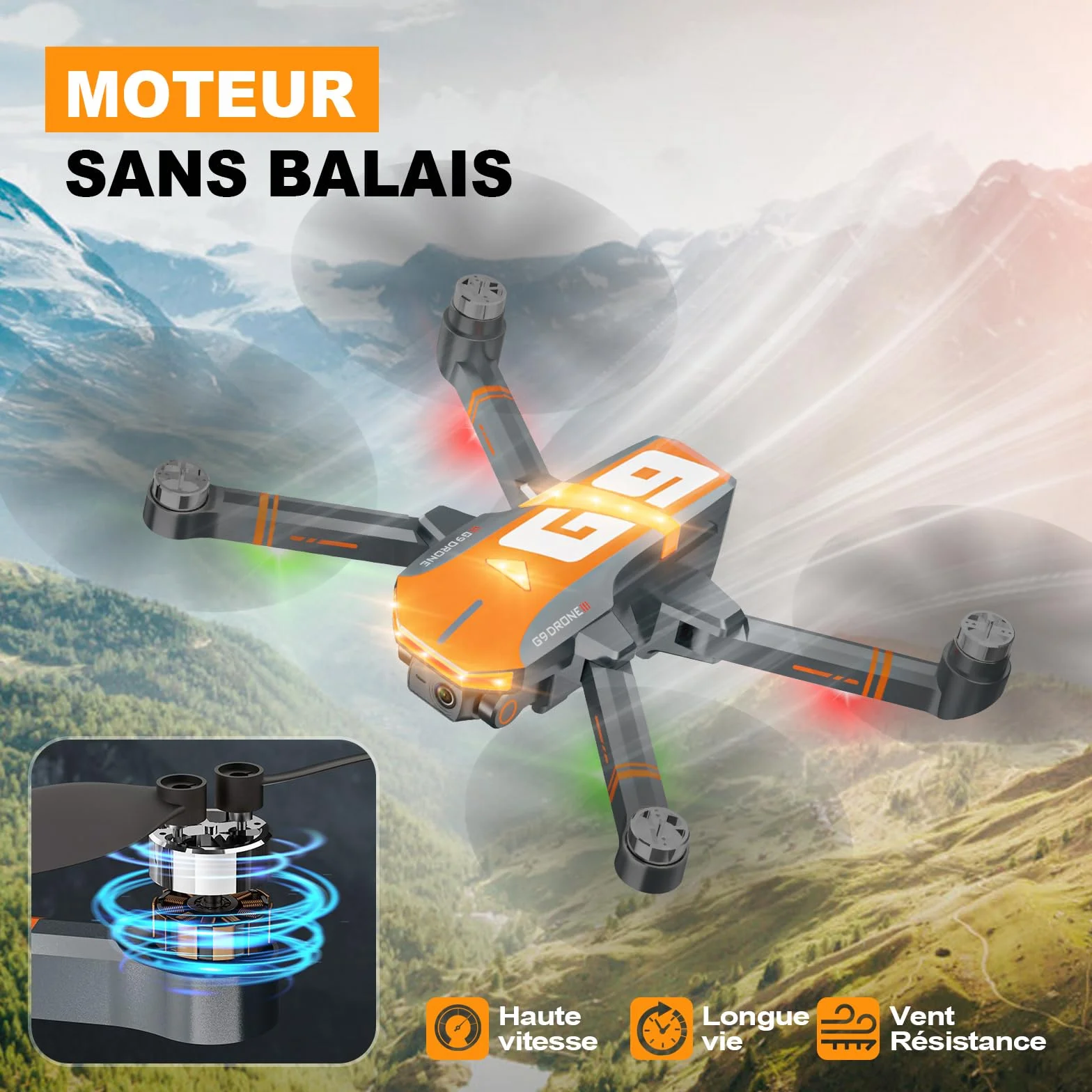 G9 GPS Drone avec Caméra 4K EIS, 45 Mins Vol, Moteur sans Balais, Retour Auto, Moins de 249g C0