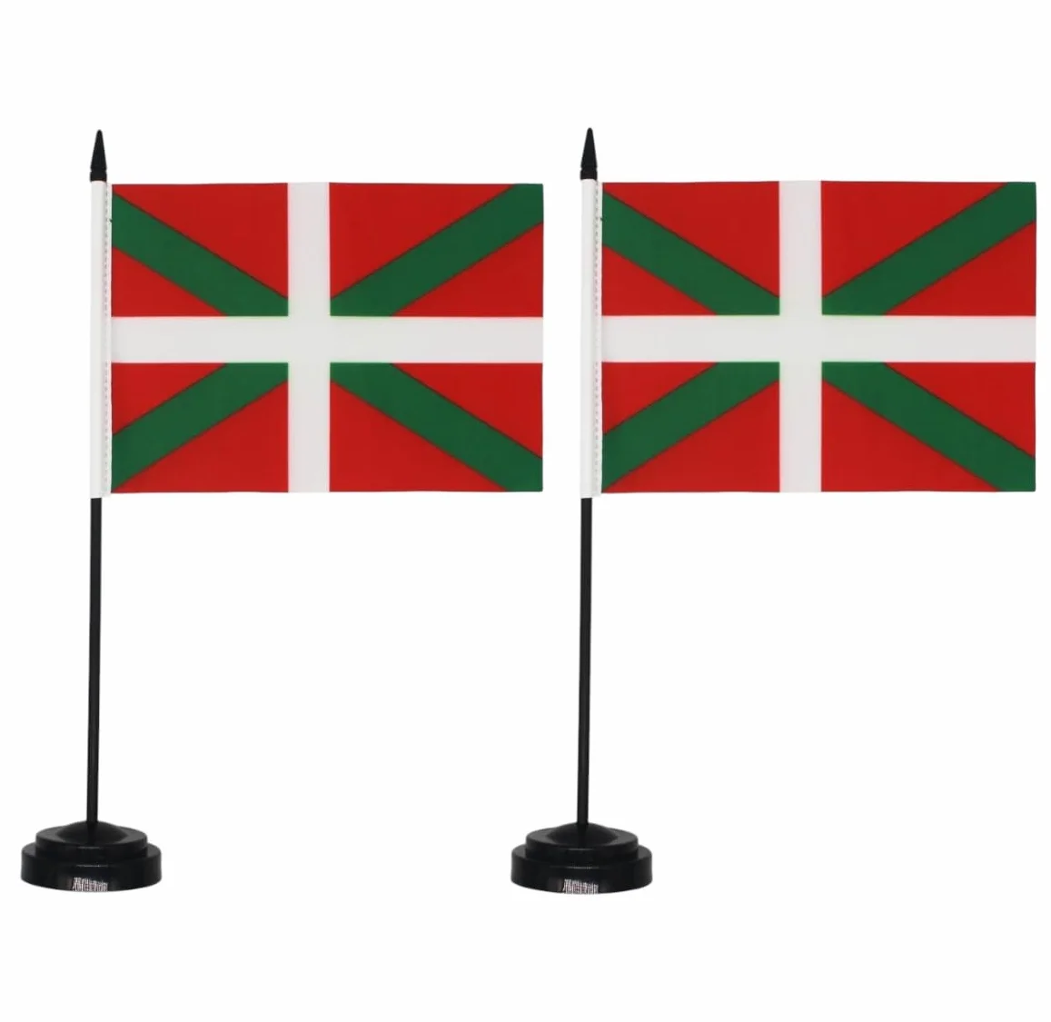 Pays Basque Lot de 2 Drapeaux de Table 21x14cm Mât et Base
