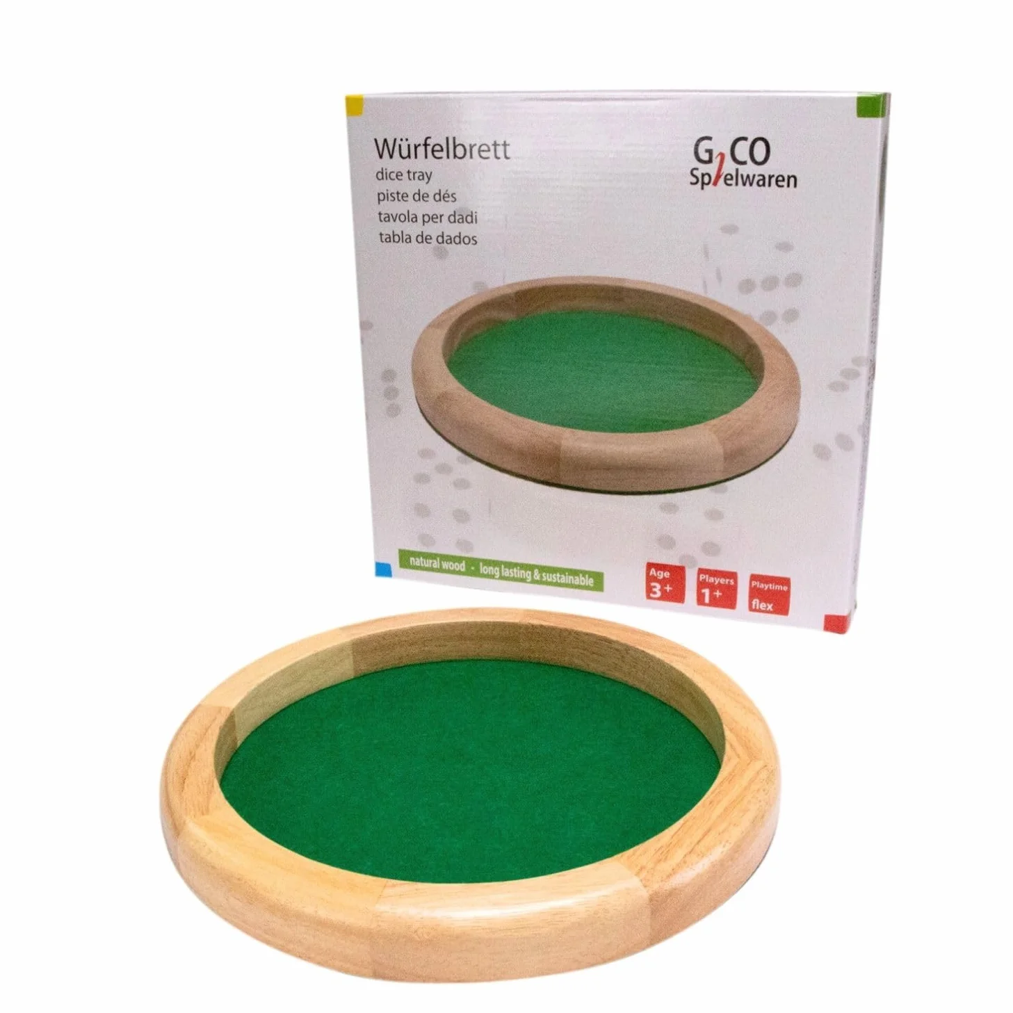 GICO Piste de Jeu de dés Planche à dés Ronde Bois 30 cm H 3,5 cm