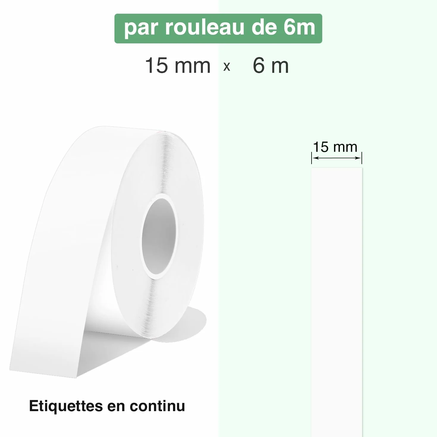 SUPVAN KATASYMBOL E10/E11/E16 2 Rouleaux Étiquettes Thermiques Autocollantes 15 mm x 6 m Noir sur Blanc